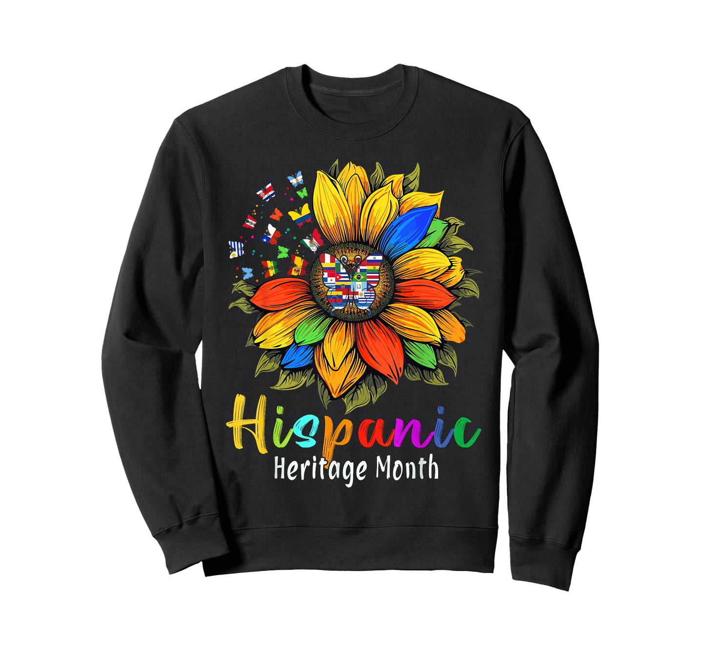 Sunflower Latin Countries Flags Hispanic Heritage Month T-Shirt