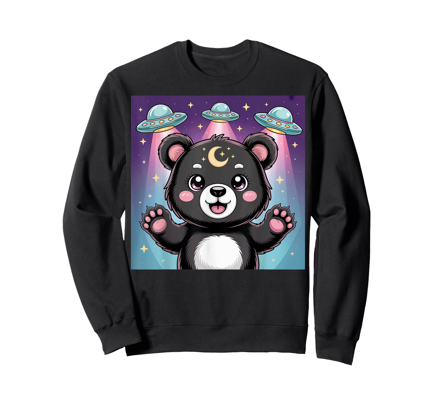 Bear Alien UFOs Aesthetic Kawaii Goth Girl Clothes Pink Goth T-Shirt