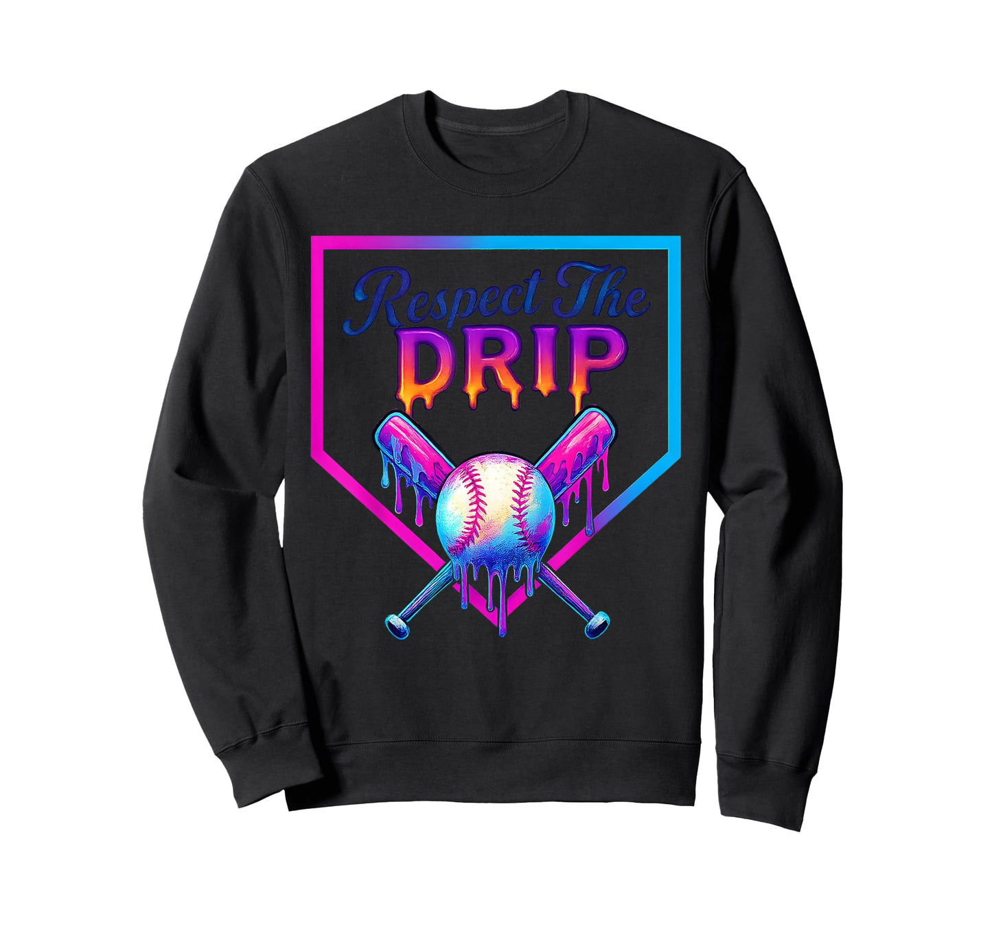 Baseball Home Plate Respect The Drip Ice Cream Drip T-Shirt