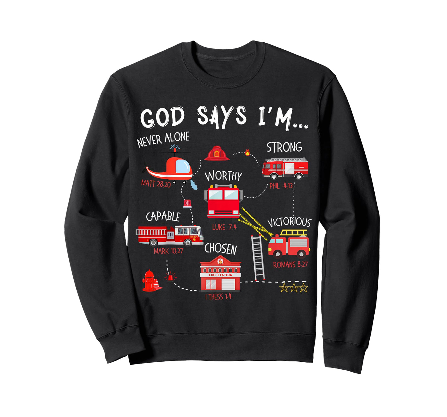 God Says I Am Firefighter Truck Christian Toddler Boys Bible T-Shirt