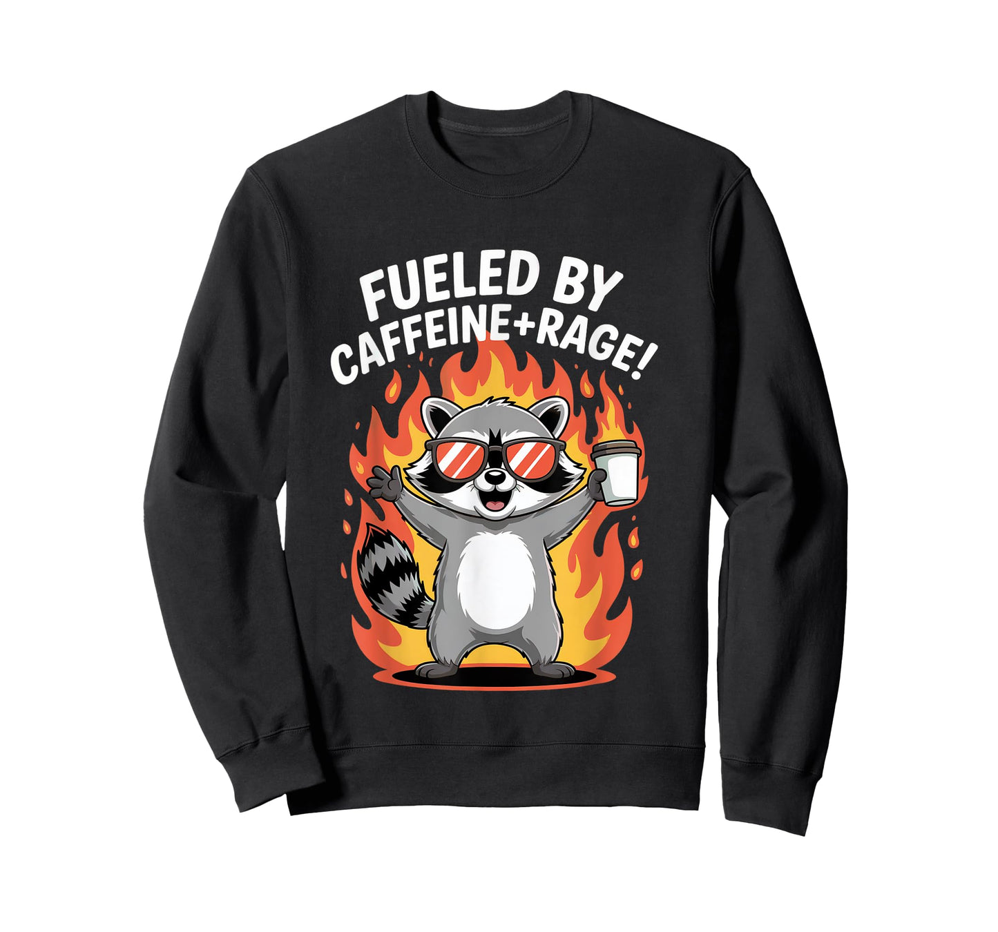 Fueled By Caffeine And Rage Angry Raccoon Coffee T-Shirt