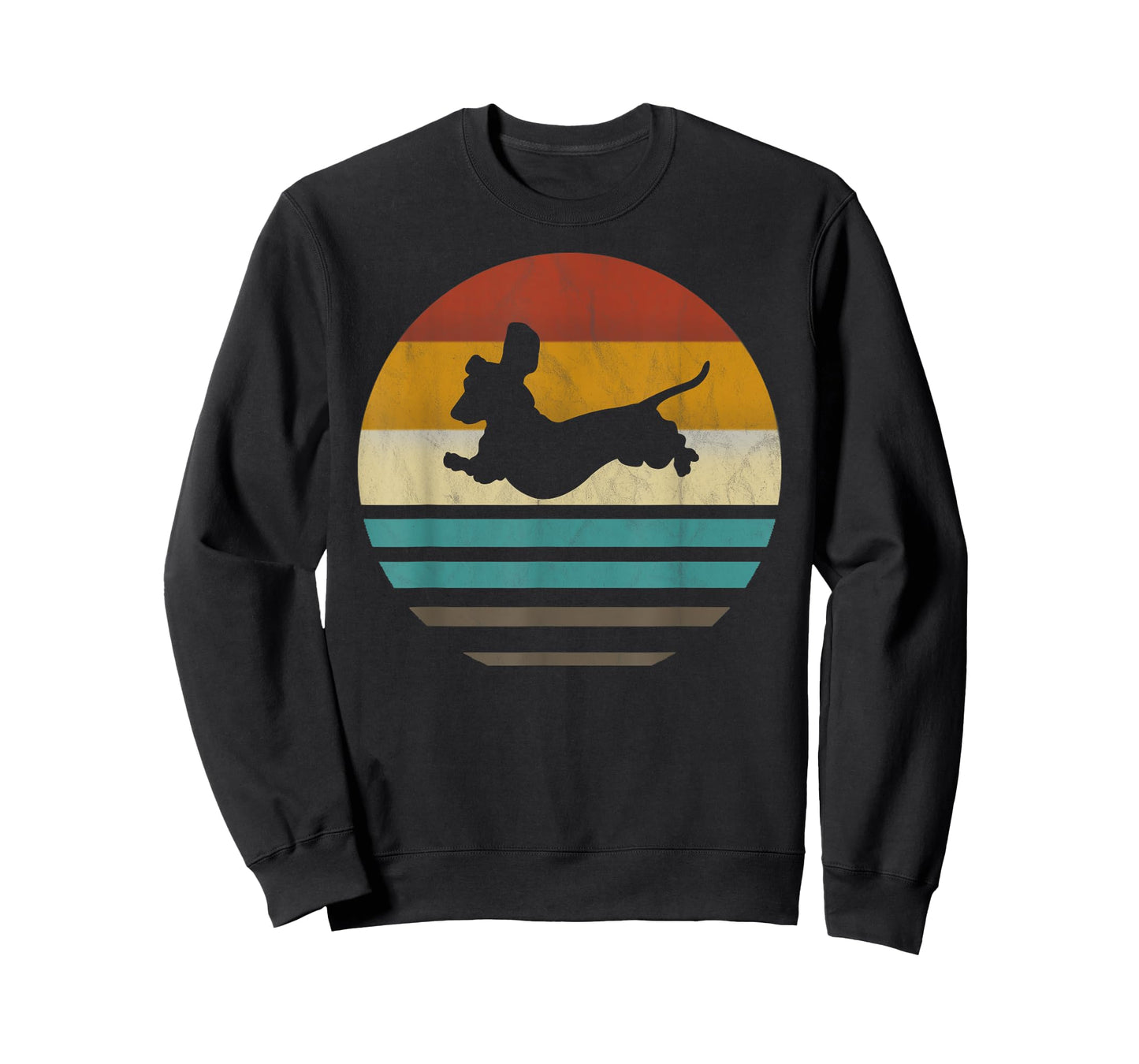 Dachshund Vintage Silhouette 60s 70s Retro Grunge Dog Lover T-Shirt for Men Women Girls Kids