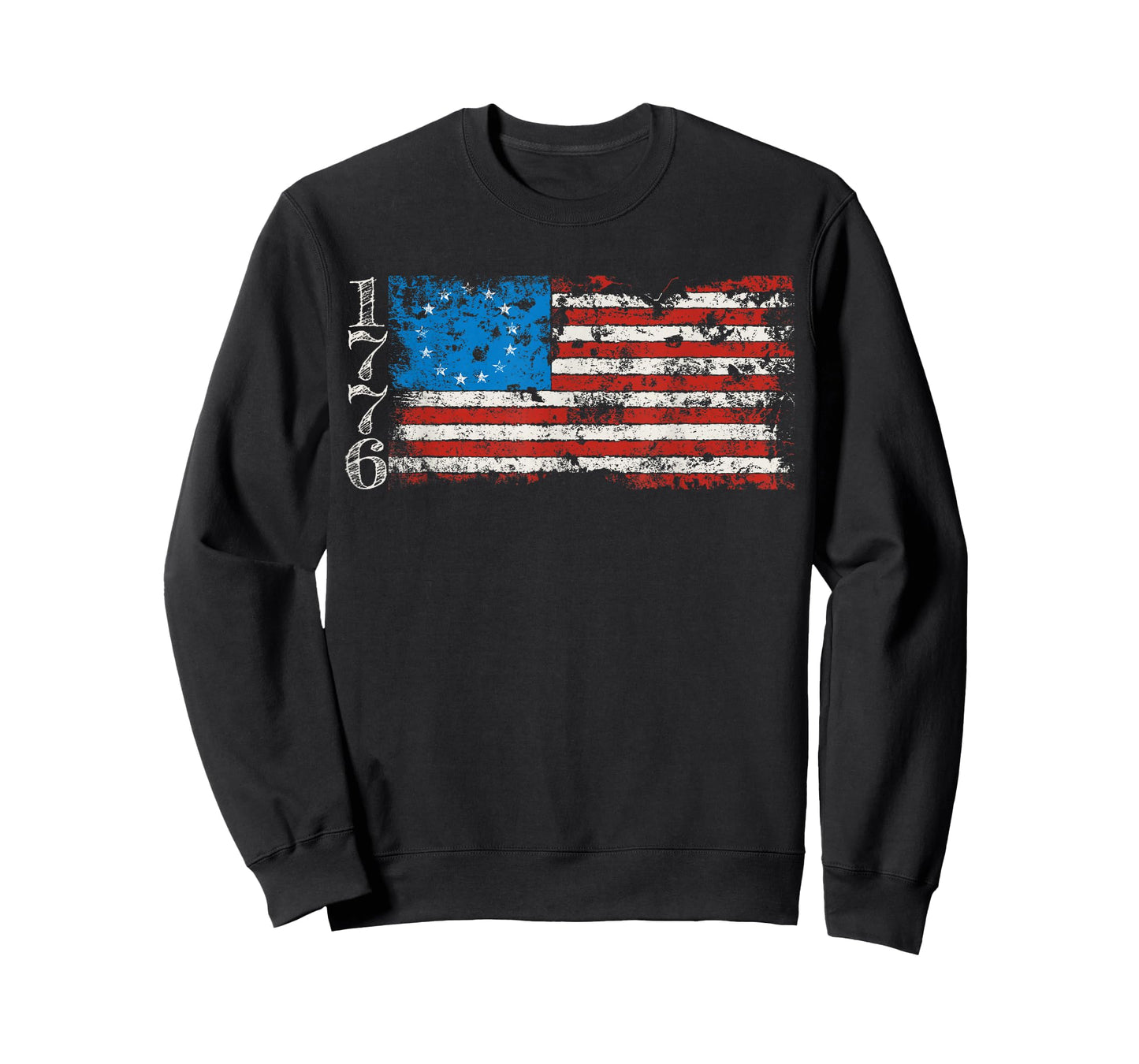 Betsy Ross 1776 13 Stars Distressed USA Patriotic Flag T-Shirt