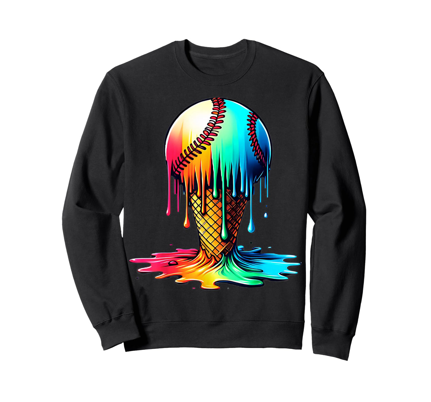 Melted Ice Cream Baseball Drip For Boys Youth Kids Men Lover T-Shirt