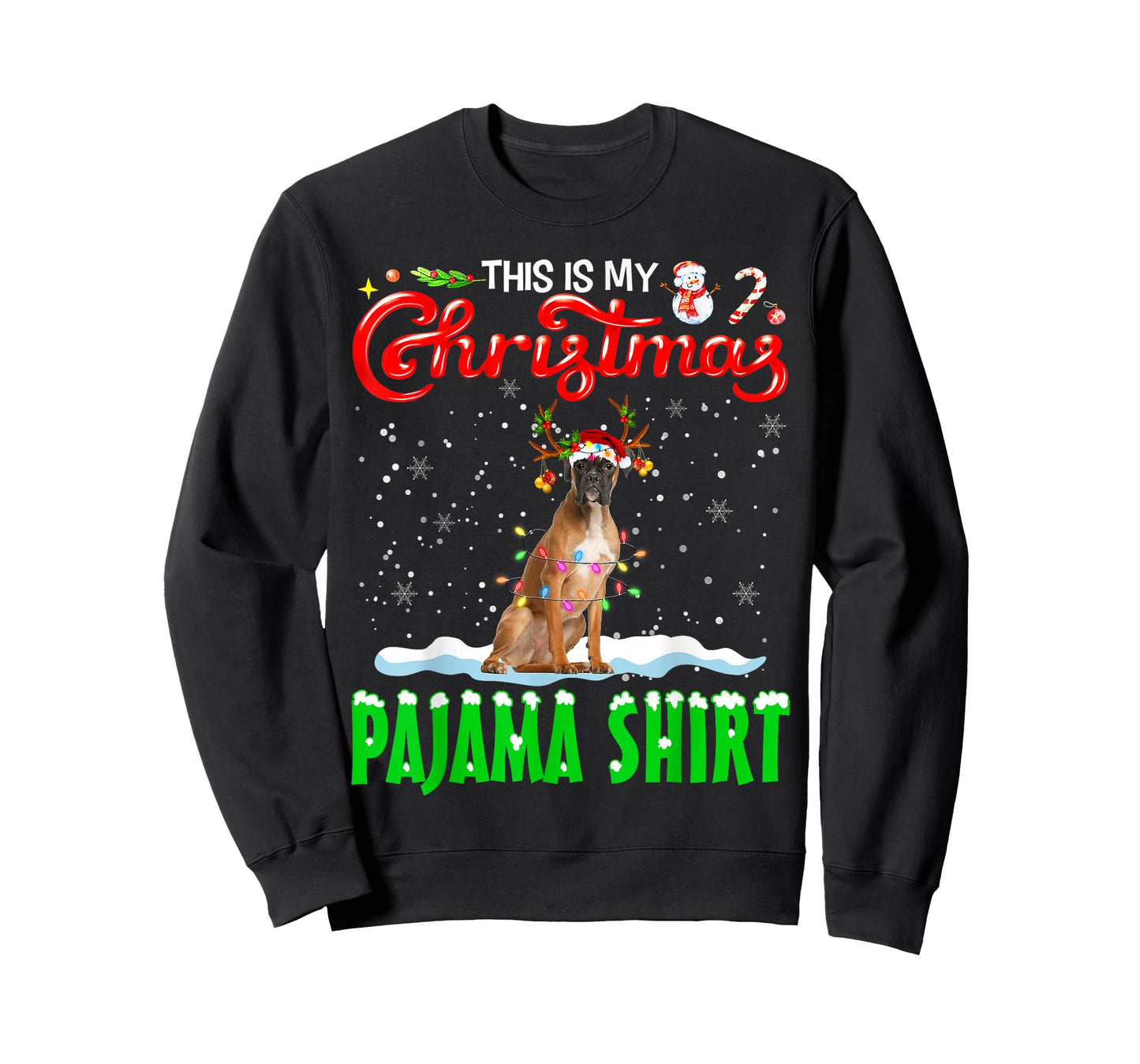 This Is My Christmas Pajama Shirt Boxer Christmas Dog T-Shirt