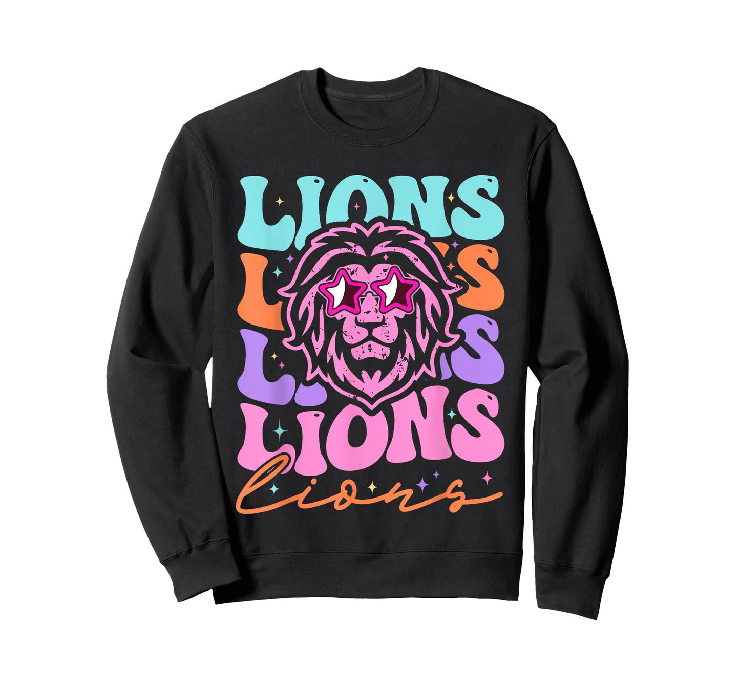 Lion Mascot Back to School Spirit Sports Men Women Groovy T-Shirt