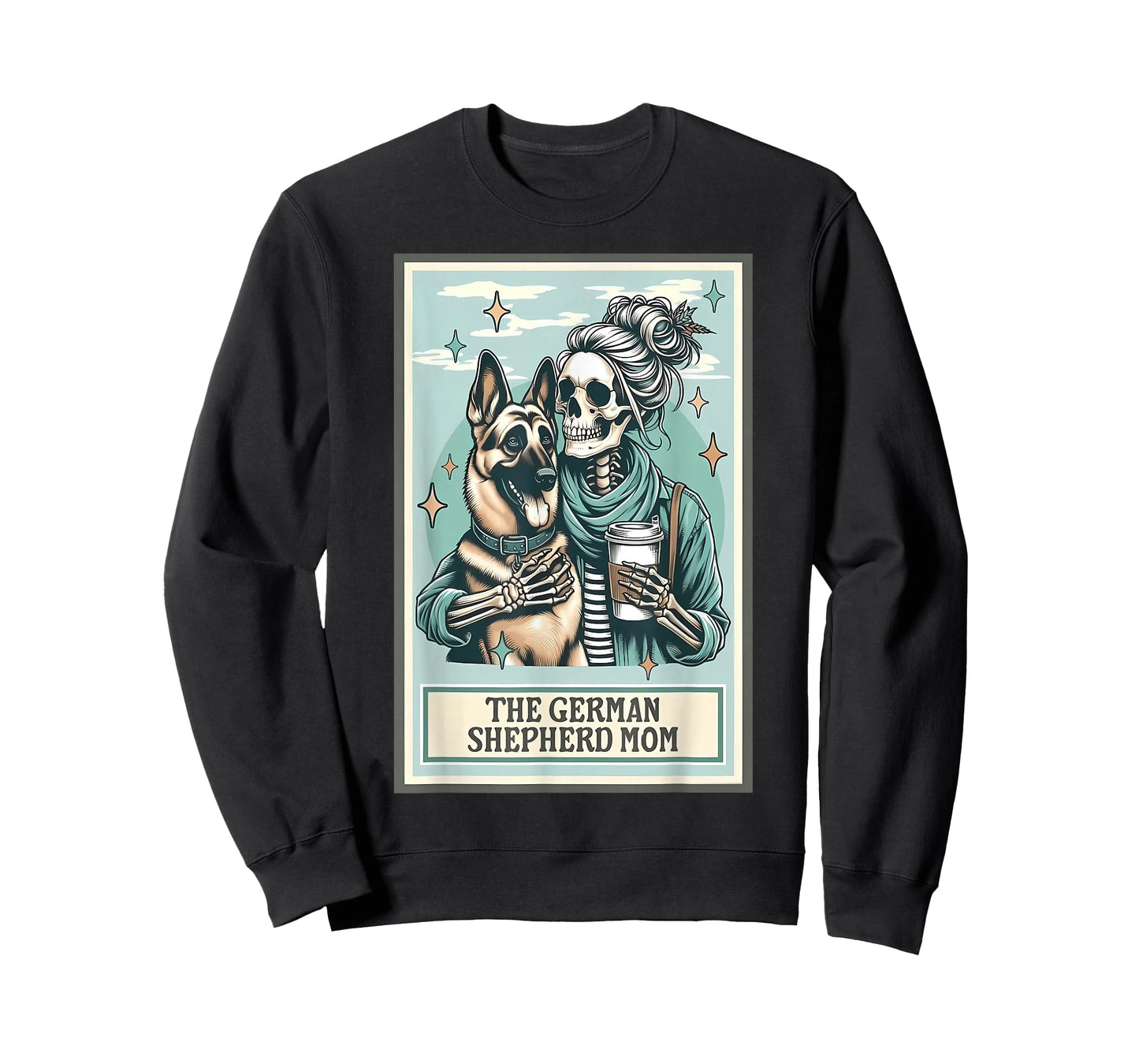 Funny Skeleton German Shepherd Mom Tarot Card Mother's Day T-Shirt