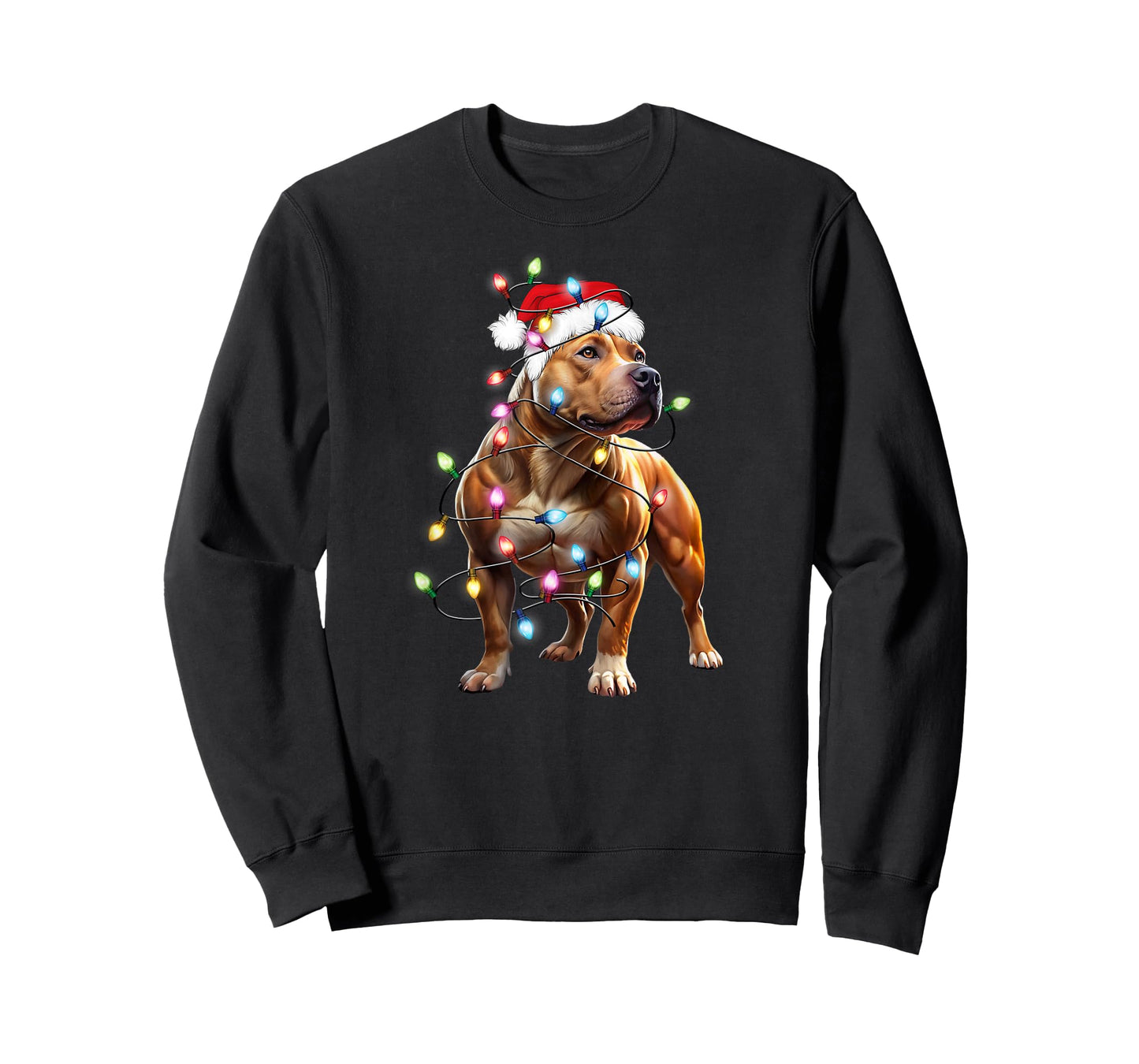 Pitbull Dog Christmas Lights Xmas Pet Lover T-Shirt