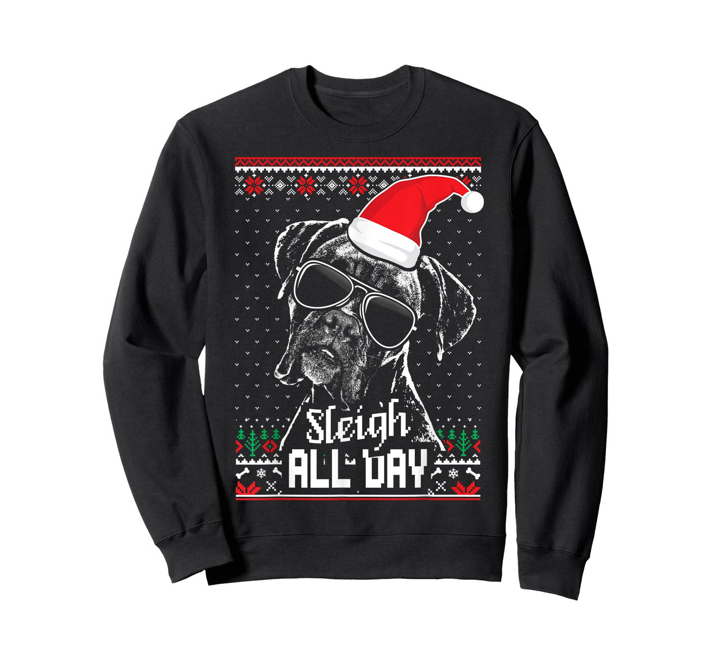 Sleigh all Day Funny Boxer Dog Christmas T-Shirt for Men Women