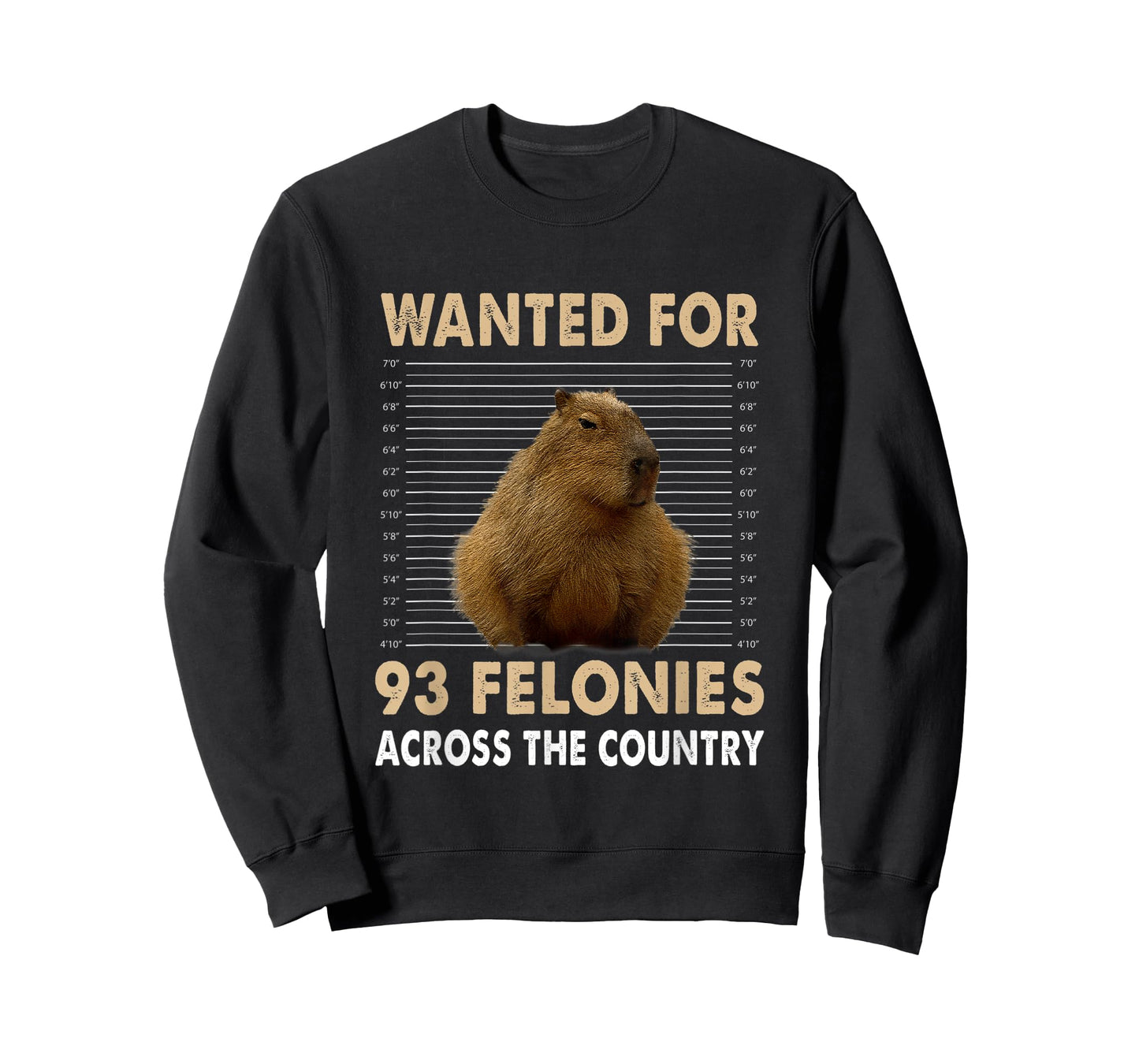 Capybara Mugshot Wanted For 93 Felonies Across The Country T-Shirt