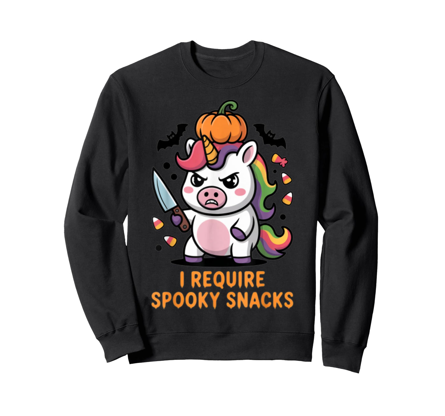 I Require Spooky Snacks Angry Unicorn Halloween T-Shirt