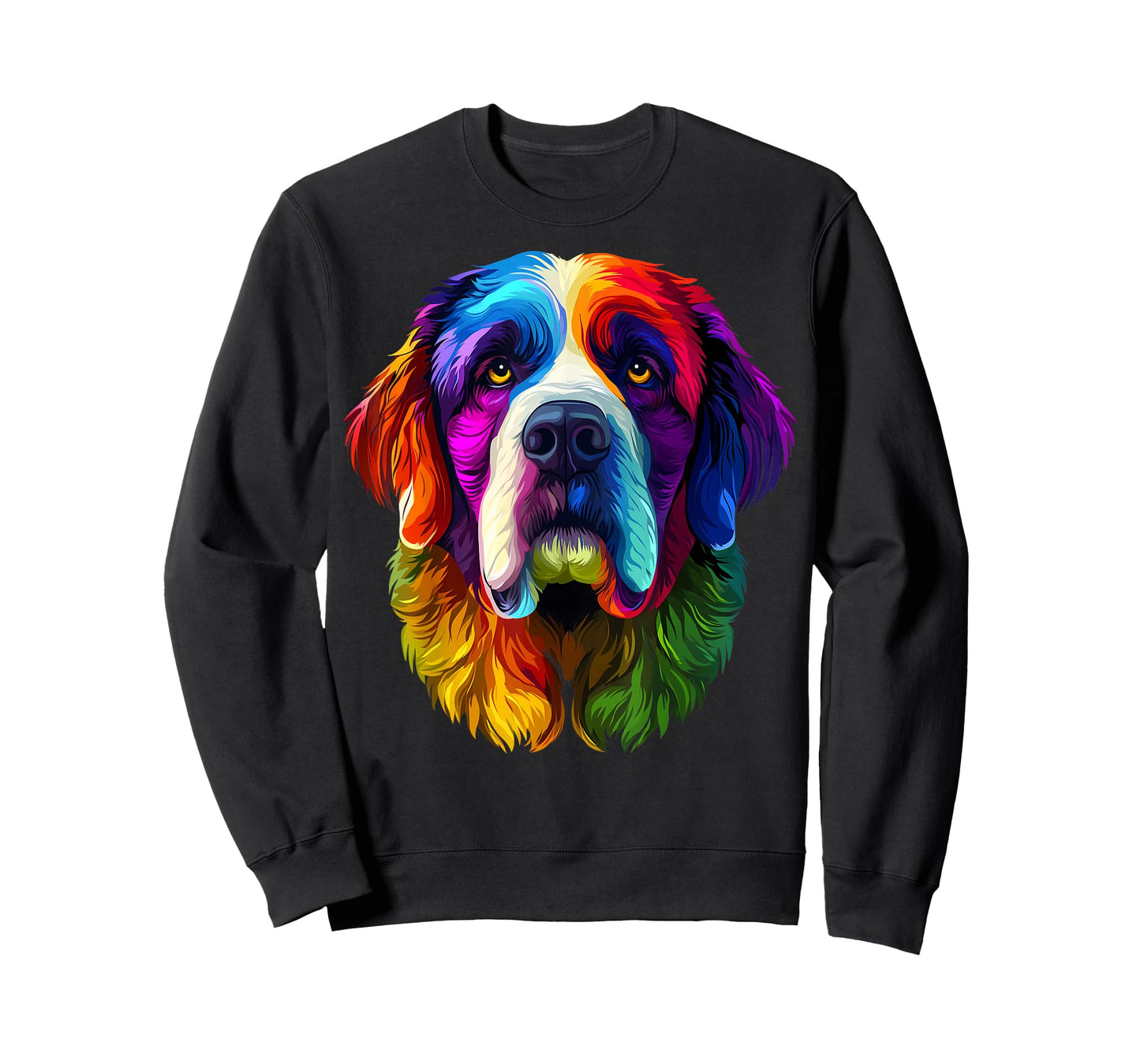 Colorful Saint Bernard Face Cute Dog Lover Men Women Black T-Shirt