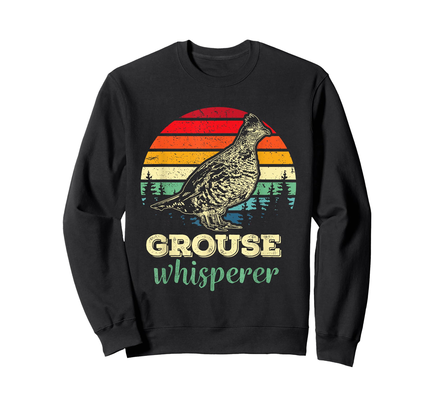Mens Retro Ruffed Grouse Whisperer Bird Hunting Birding T-Shirt