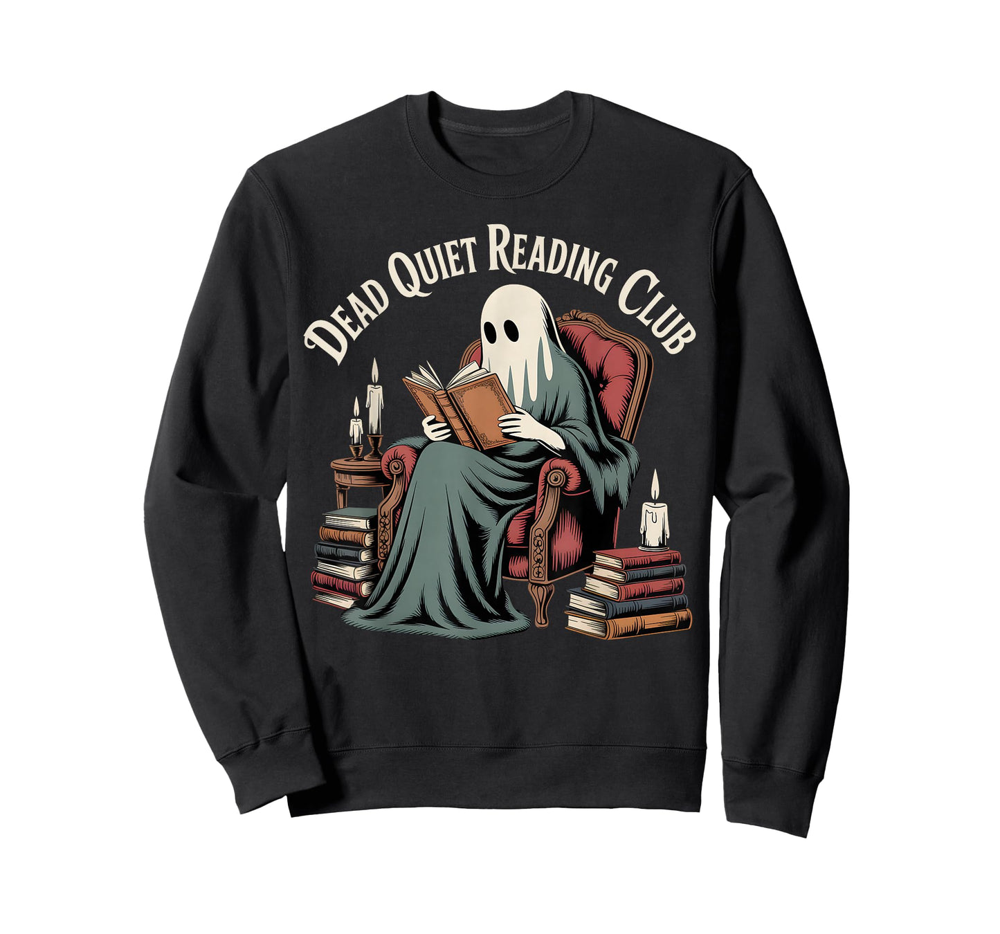 Vintage Librarian Spooky Ghost Reading Halloween Book Lovers T-Shirt