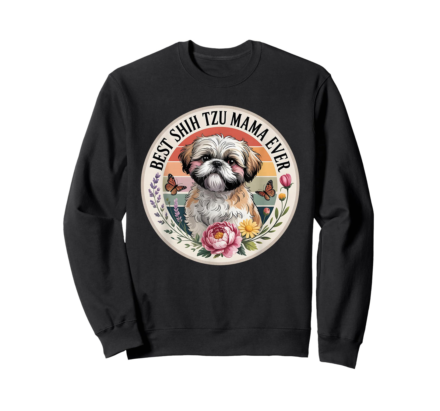 Best Shih tzu mom Ever Retro Floral Shih tzu Graphic Women T-Shirt
