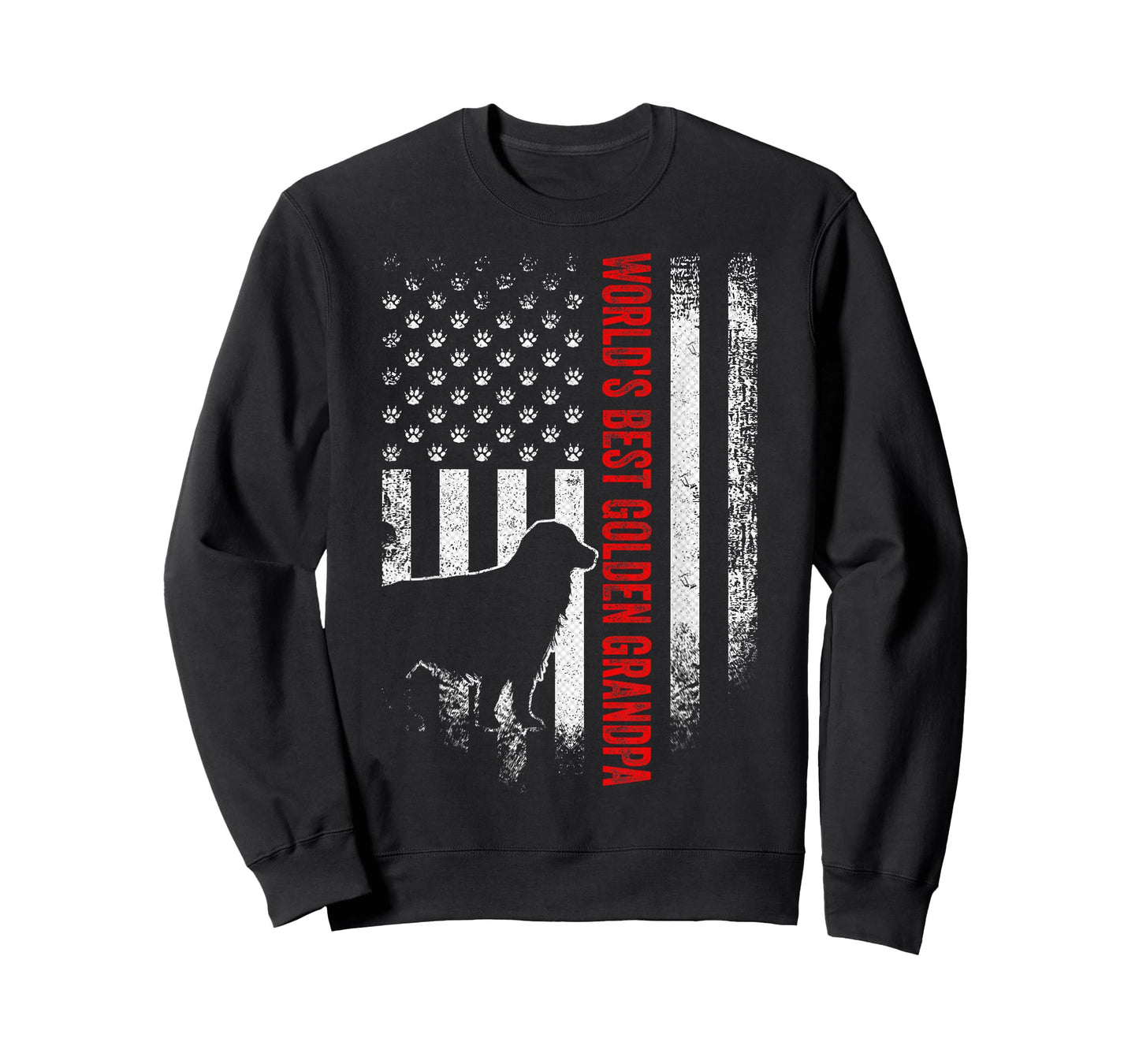 Vintage American Flag World's Best Golden Retriever Grandpa Women Men T-Shirt