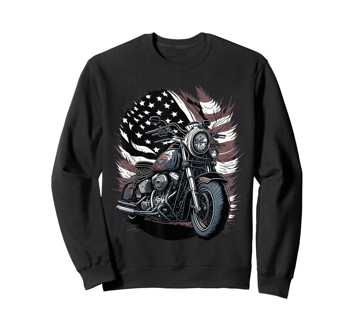 Motorcycle Vintage American Flag 4th of July Retro Biker T-Shirt