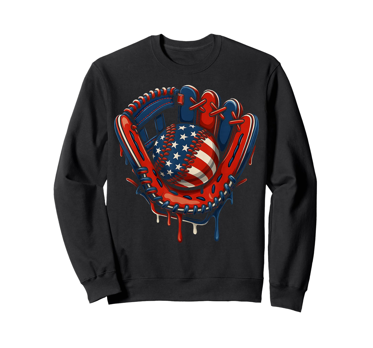 Baseball Drip American Flag 4th Of July Glove Patriotic Boys T-Shirt