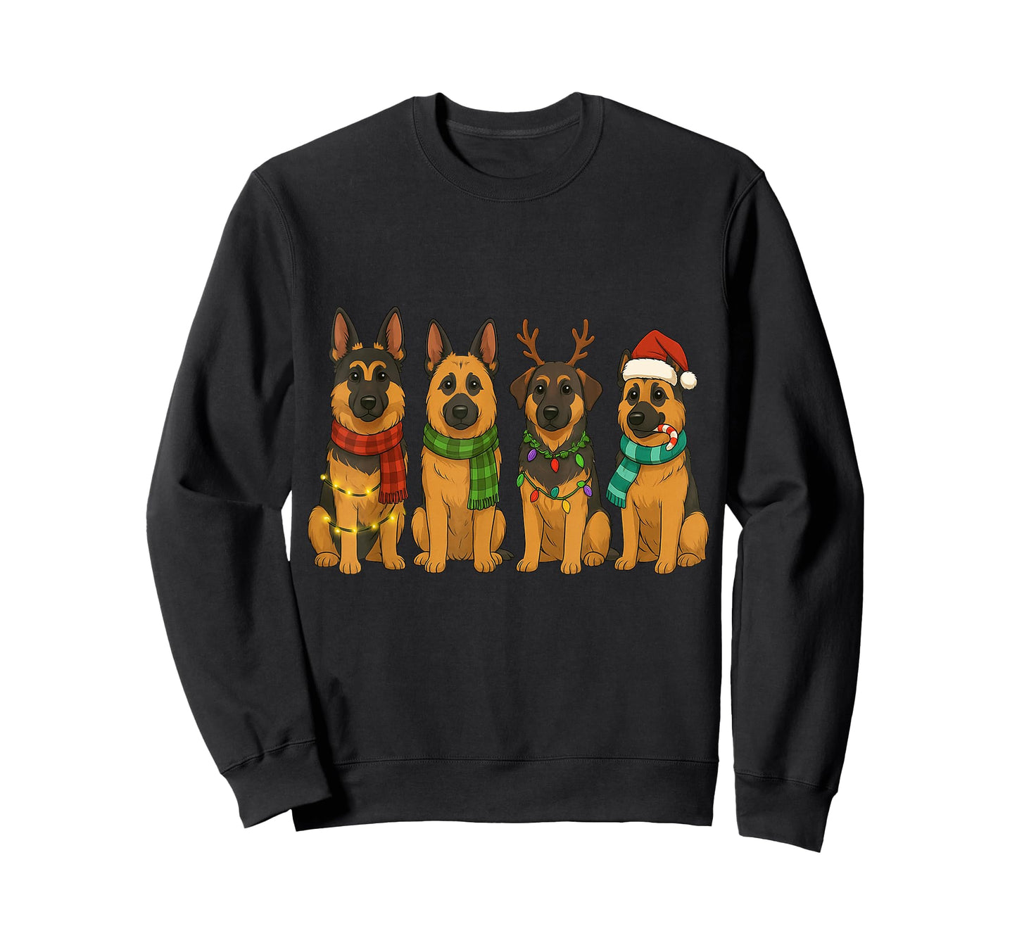 German Shepherd Santa Hat Tee Dog Merry Christmas T-Shirt