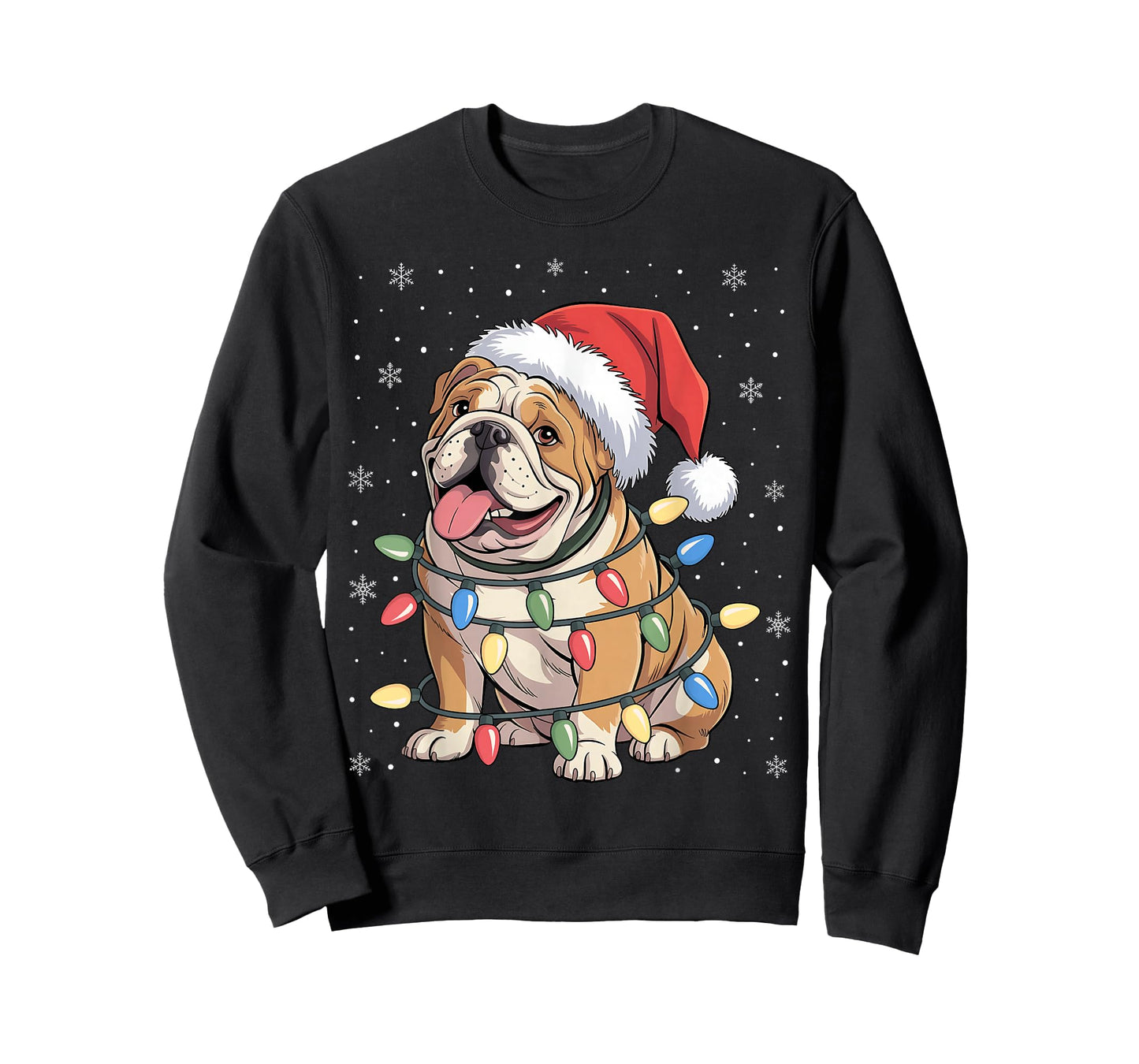 English Bulldog Christmas Tree Lights Dogs Xmas Pajamas T-Shirt