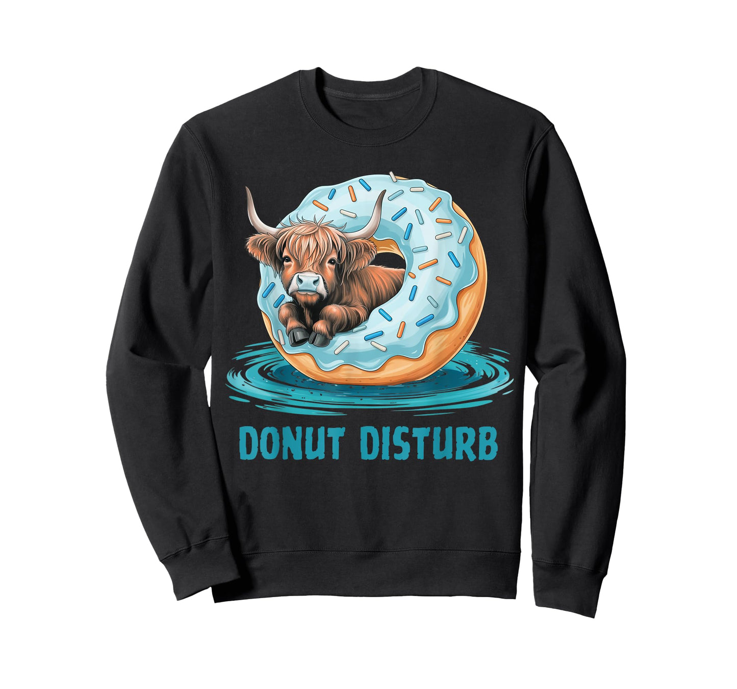 Funny Donut Disturb Highland Cow Design Gift Men Women Kids T-Shirt