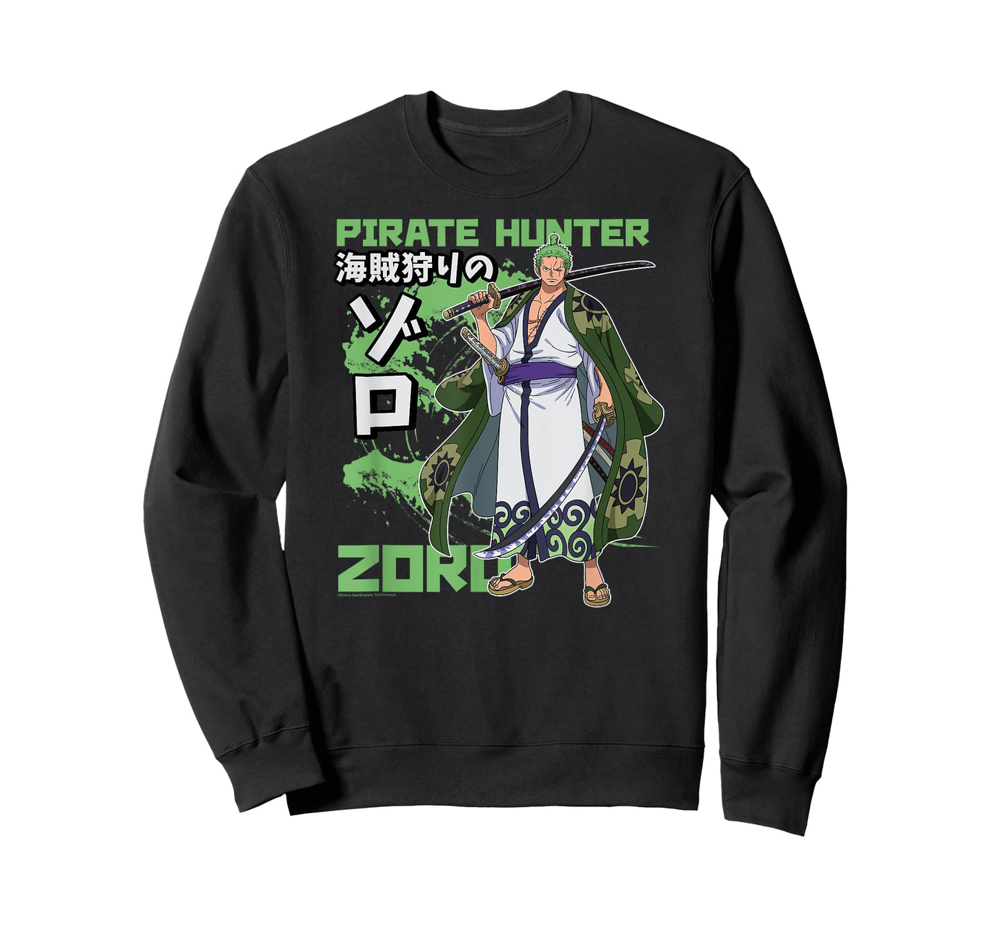 One Piece Anime Pirate Hunter Zoro Wano Costume Kanji T-Shirt