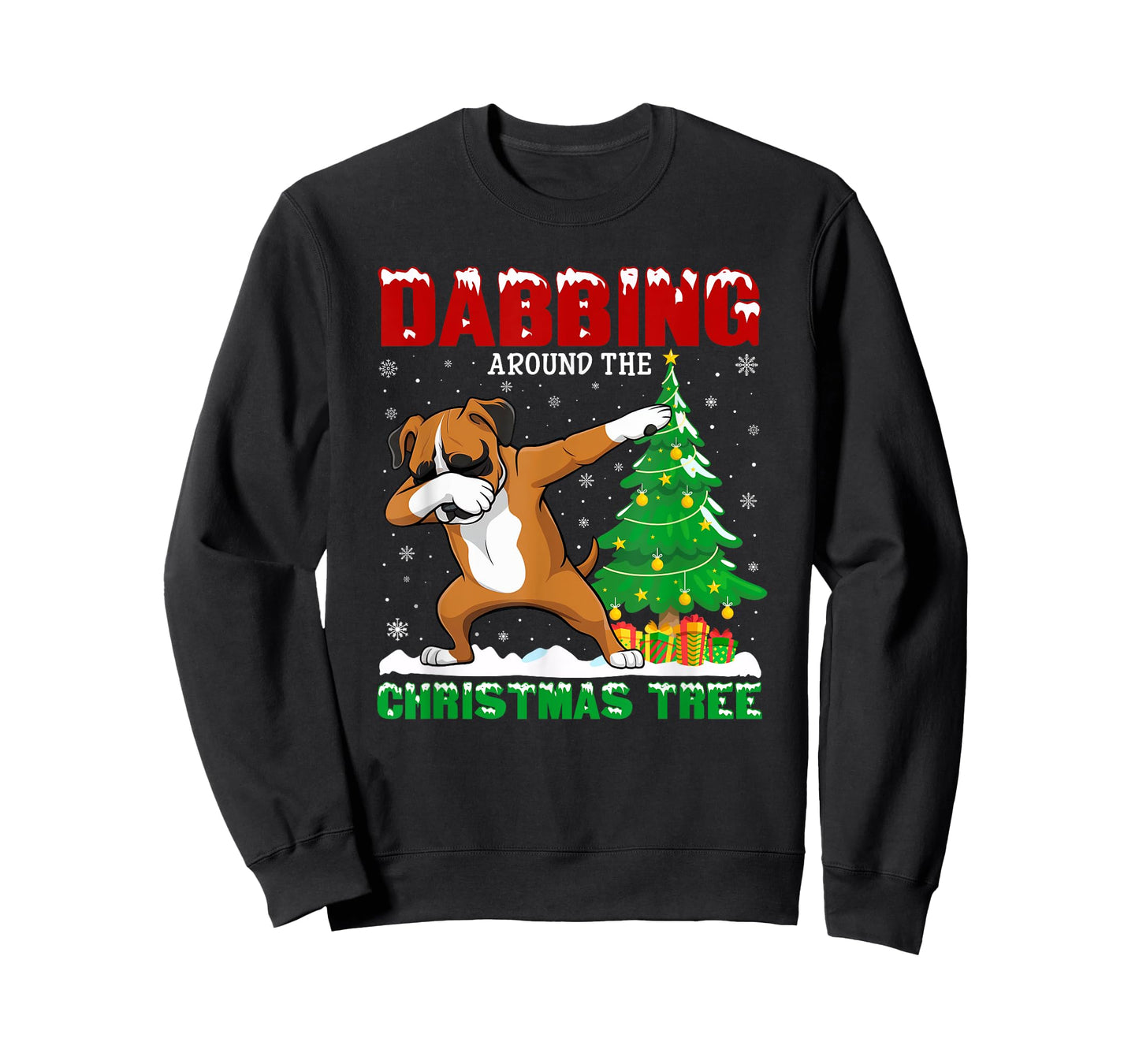 Dabbing Around the Christmas Tree Boxer Dog Xmas Costume T-Shirt