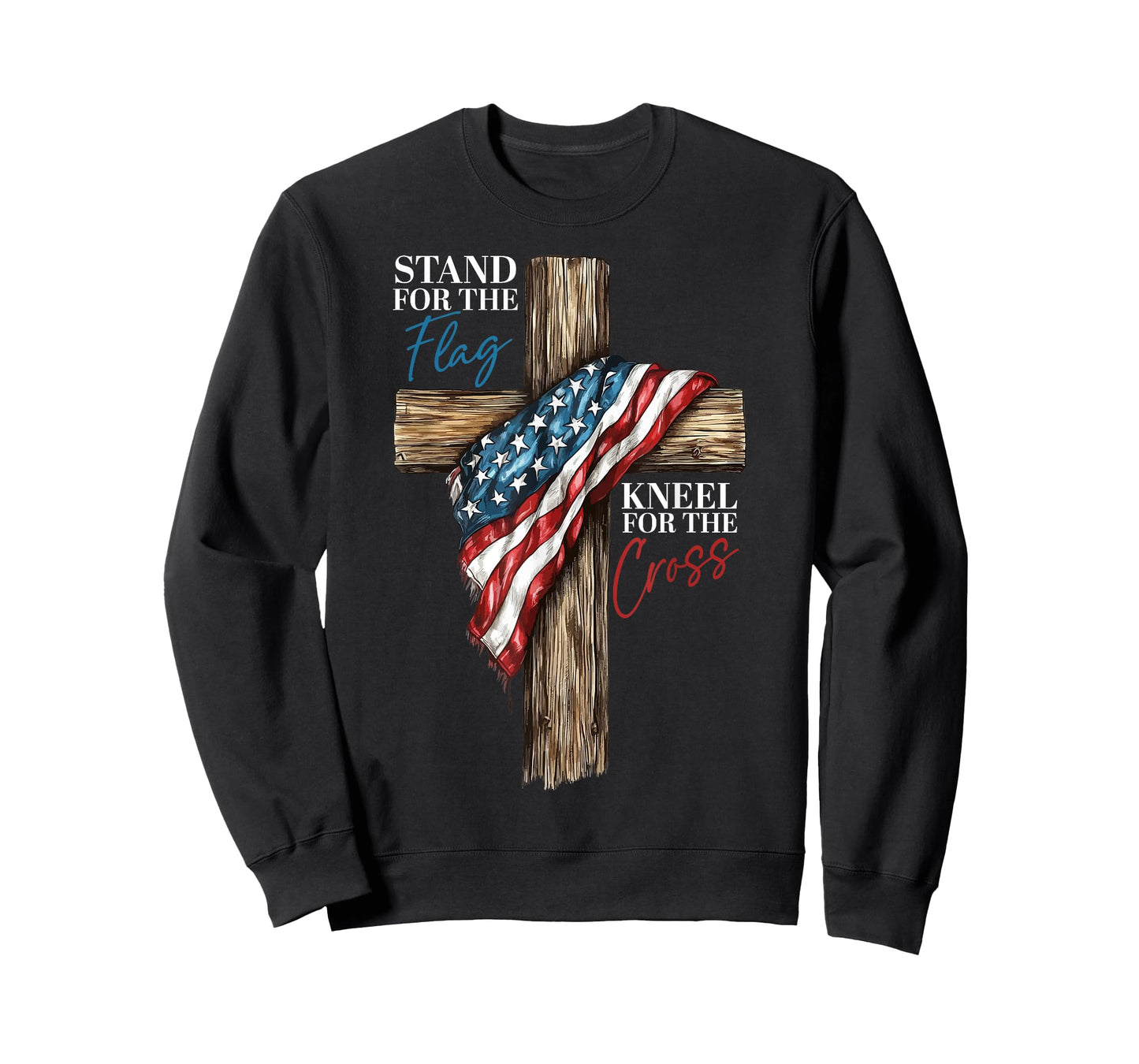 Stand for the Flag Kneel for the Cross Patriotic Faith T-Shirt