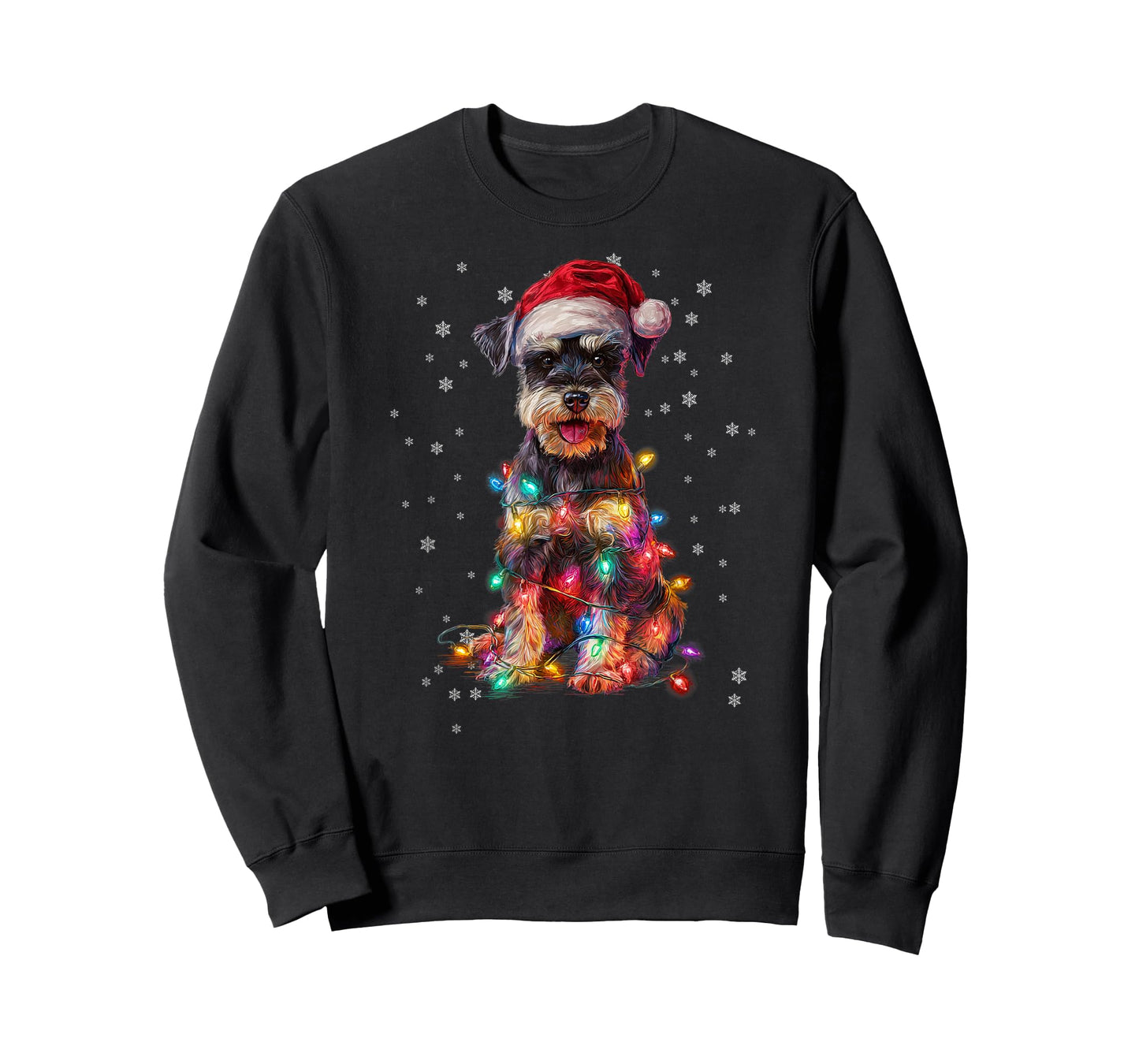 Christmas Dog Schnauzer Santa Xmas Women Men Kids T-Shirt