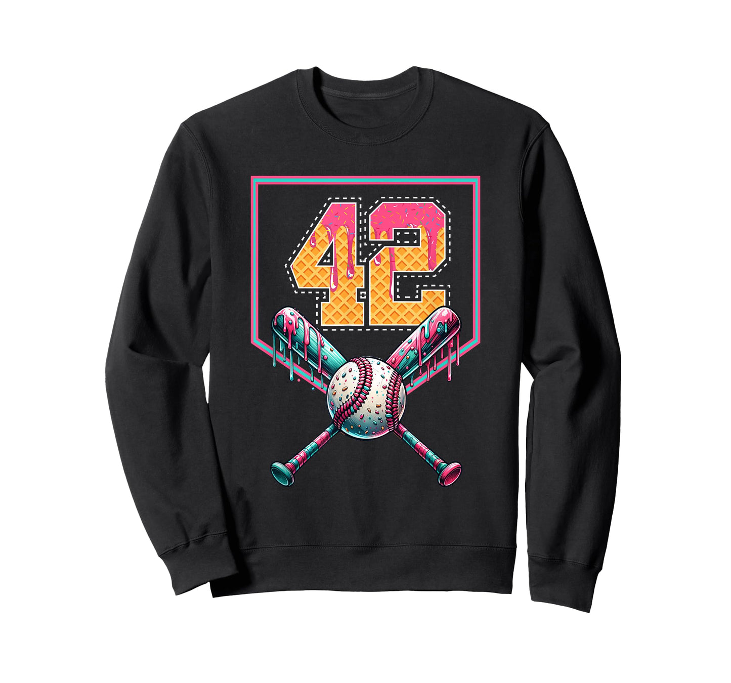 Baseball Drip Number 42 Player Or 42nd Birthday T-Shirt