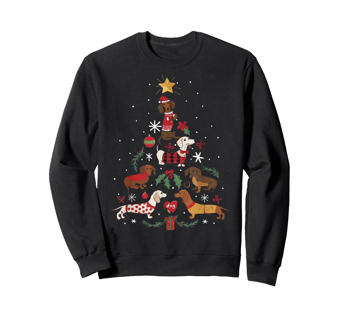 Dachshund Through The Snow Funny Dog Christmas Tree T-Shirt