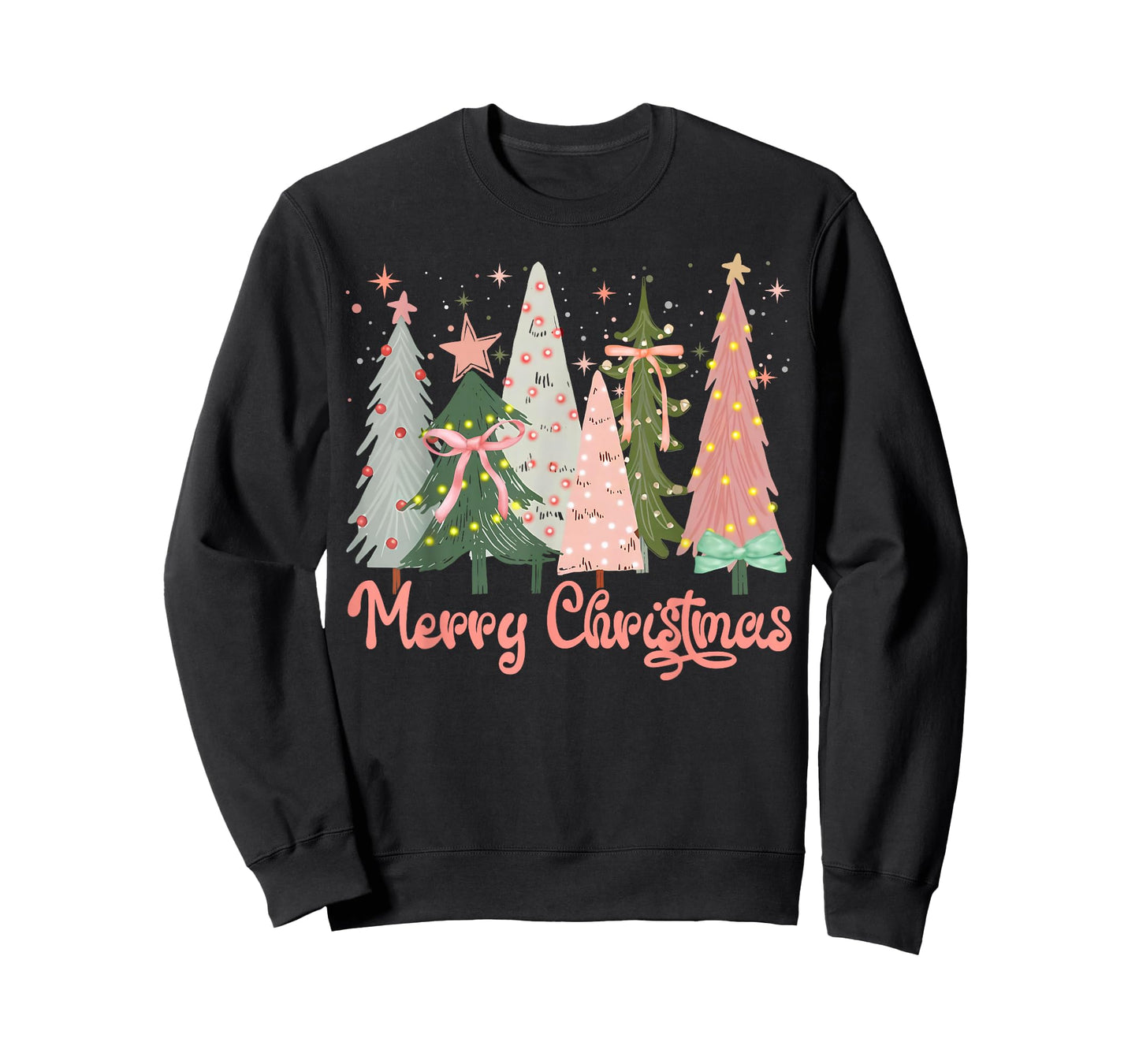 Merry Christmas Tree Boho Xmas Pink Girl Women T-Shirt