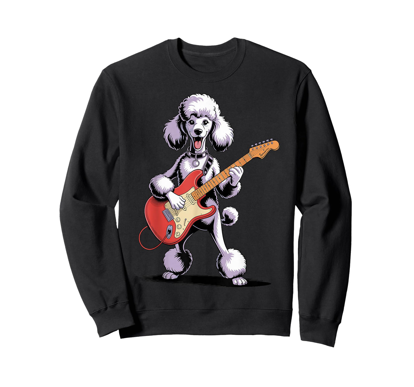 Funny Poodle Dog Playing Guitar Cool Dog Music Rock Lover T-Shirt