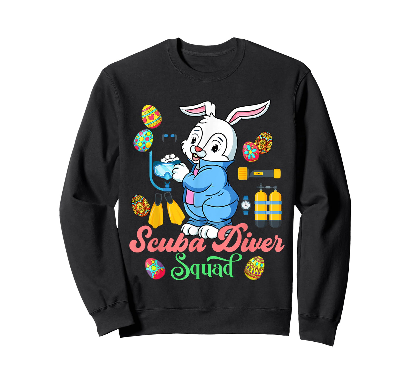Scuba Diver Squad Funny Easter Bunny Chocolate Eggs T-Shirt