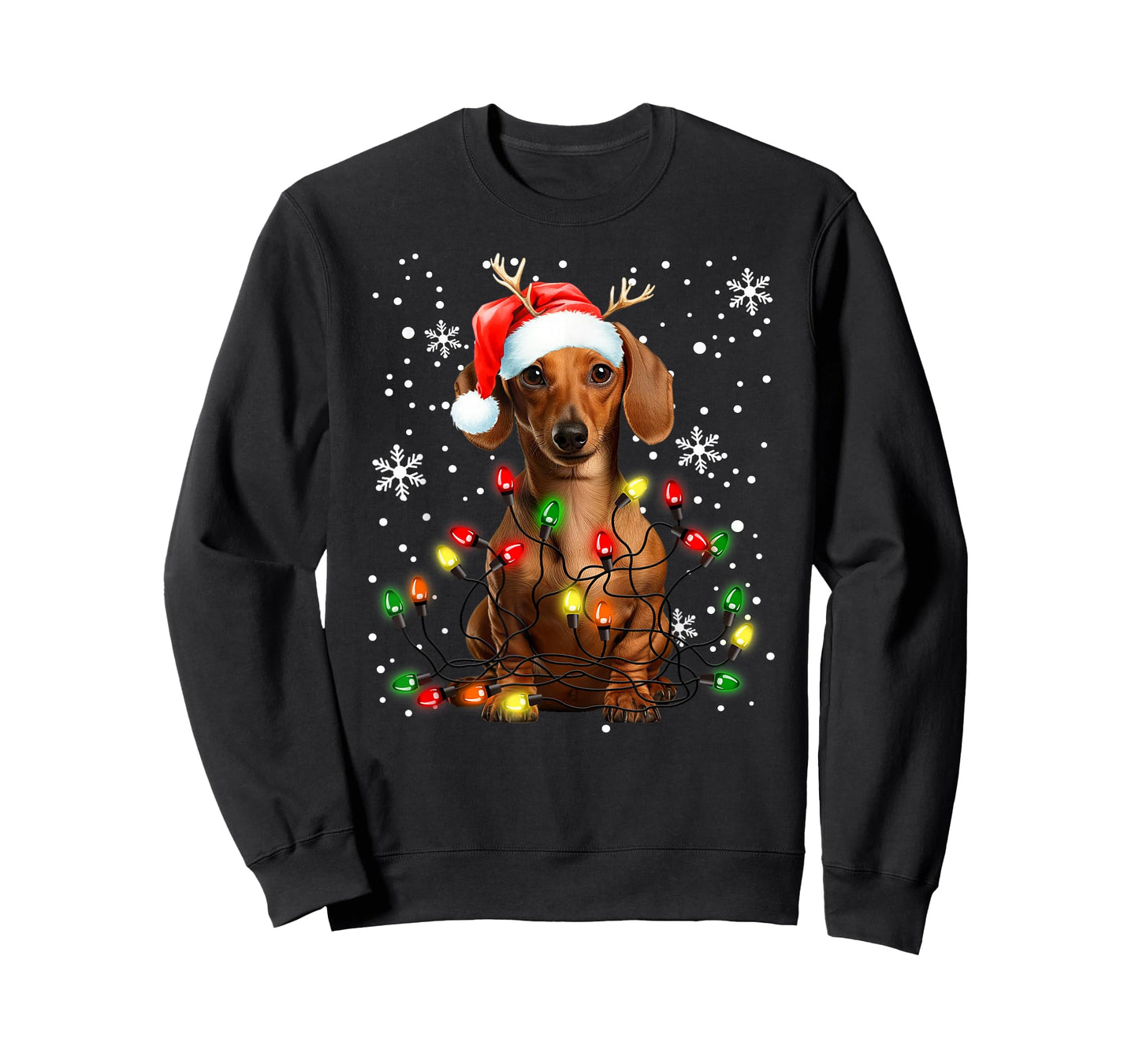 Xmas Lighting Santa Dachshund Dog Christmas T-Shirt