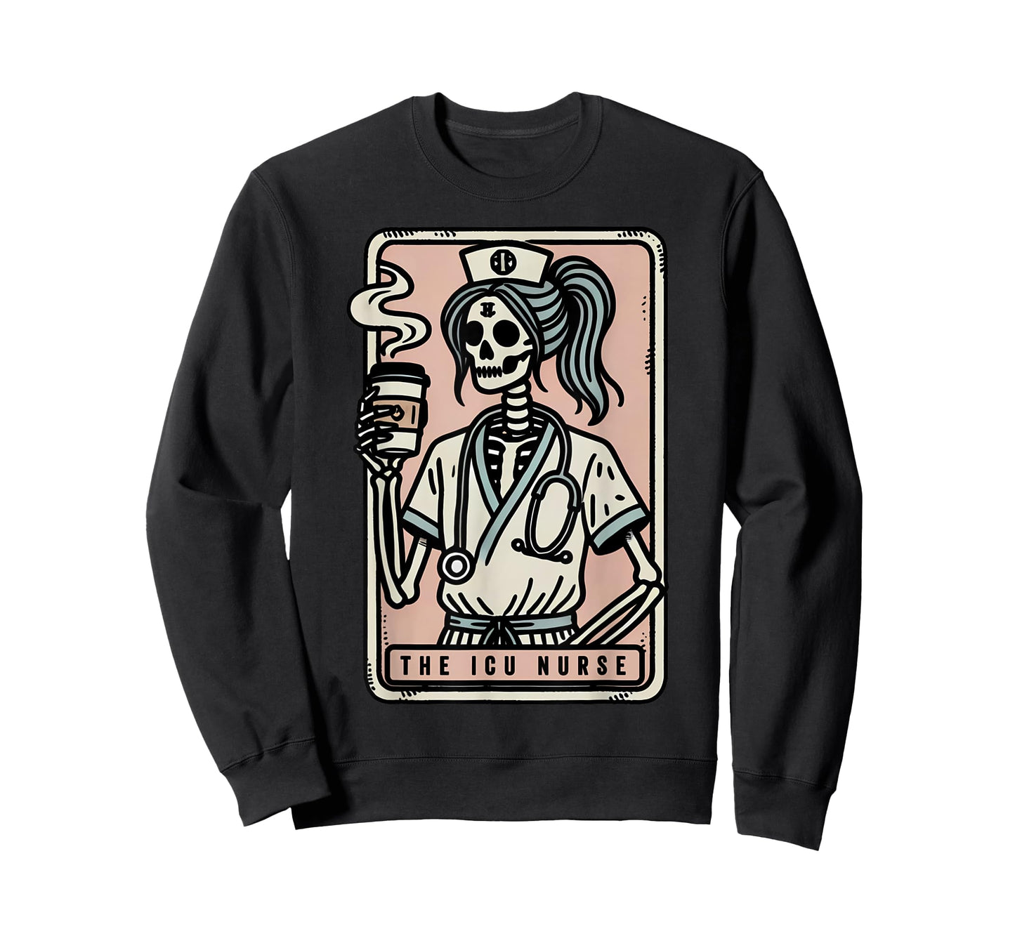 The ICU Nurse Tarot Card Skeleton RN Nursing Witch Vibes T-Shirt