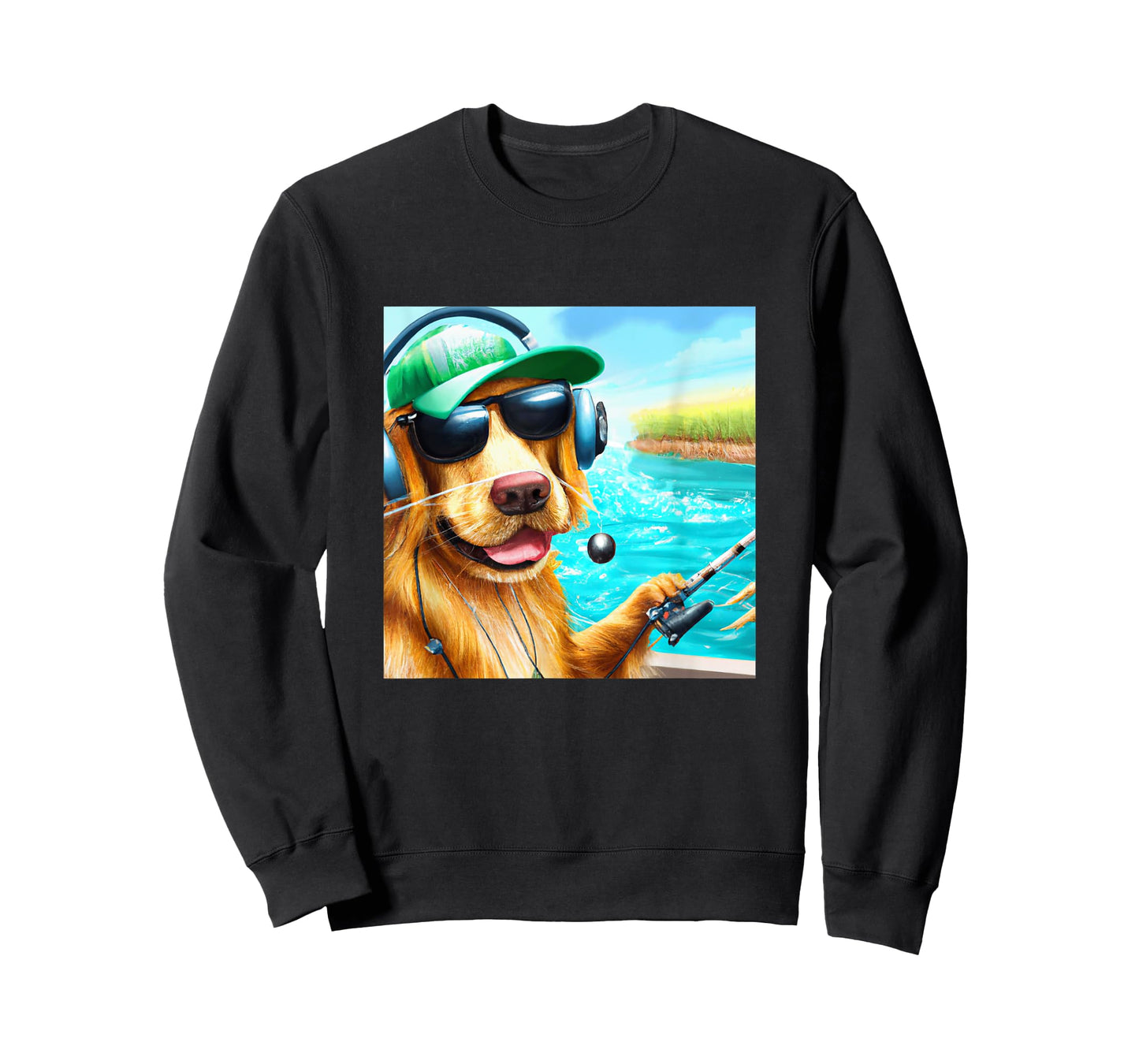 Fishing Shirt Men Boys Dad Kids Gift Golden Retriever Dog T-Shirt
