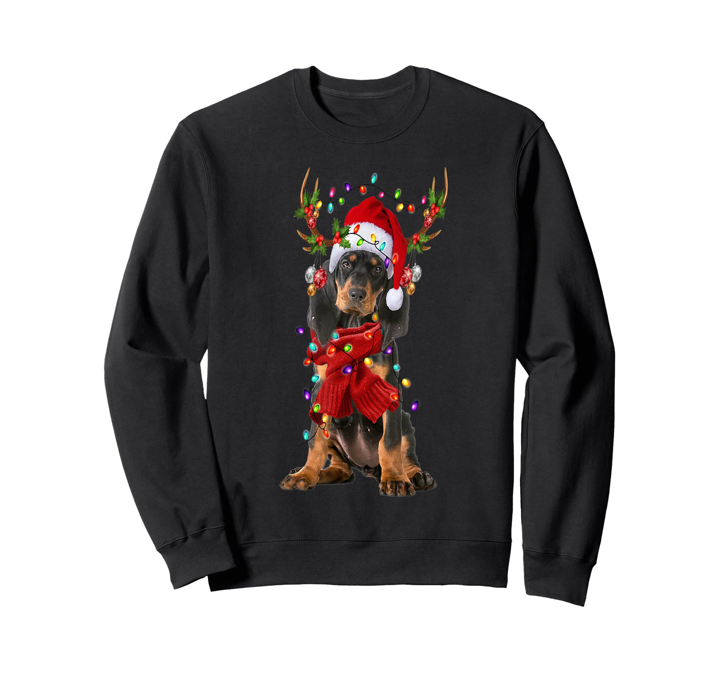 Black and Tan Coonhound Christmas Snow Layers Santa Dog Xmas Men Women Kids T-Shirt