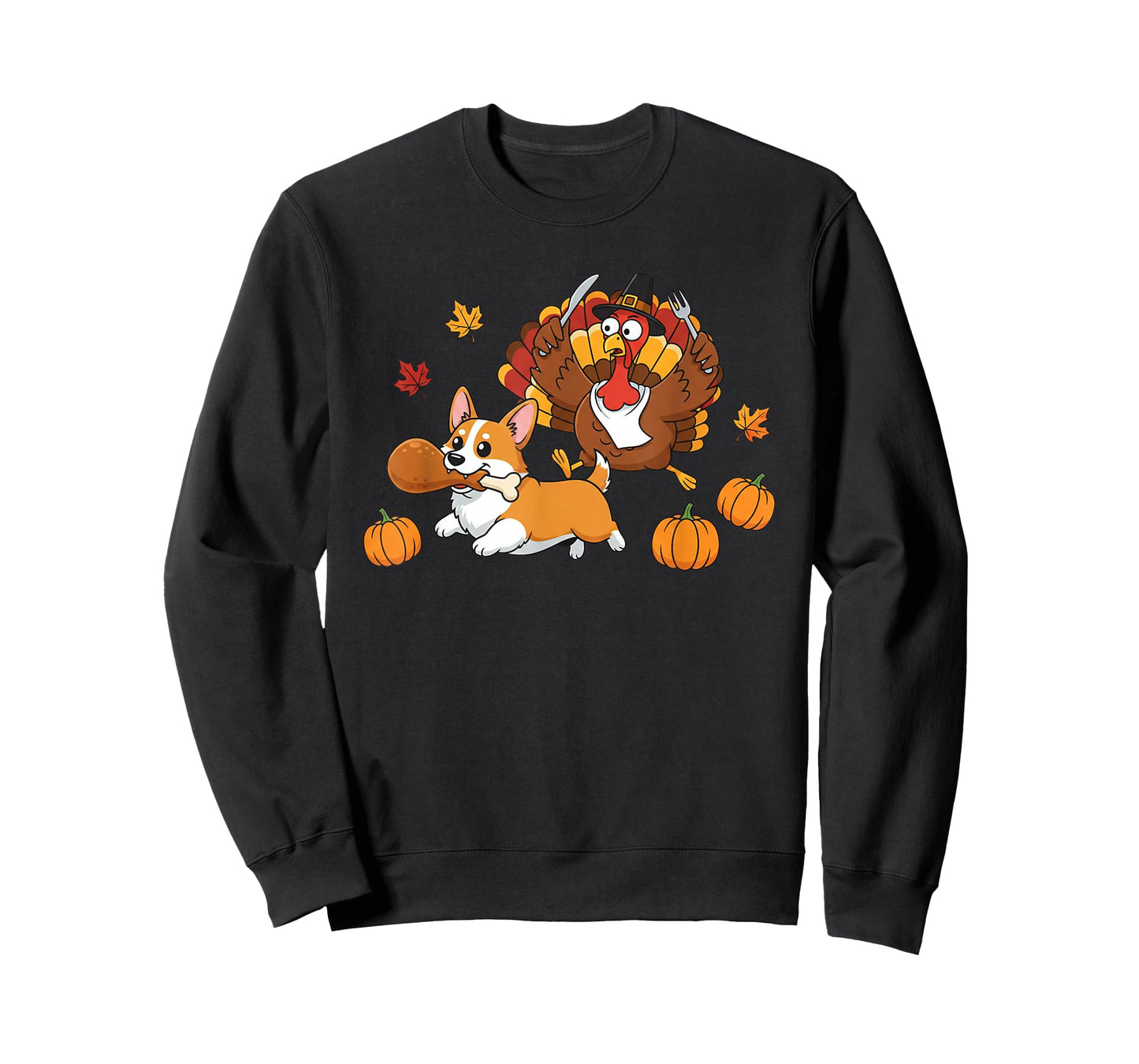 Funny Corgi Turkey Autumn Thanksgiving Womens Mens Kids T-Shirt