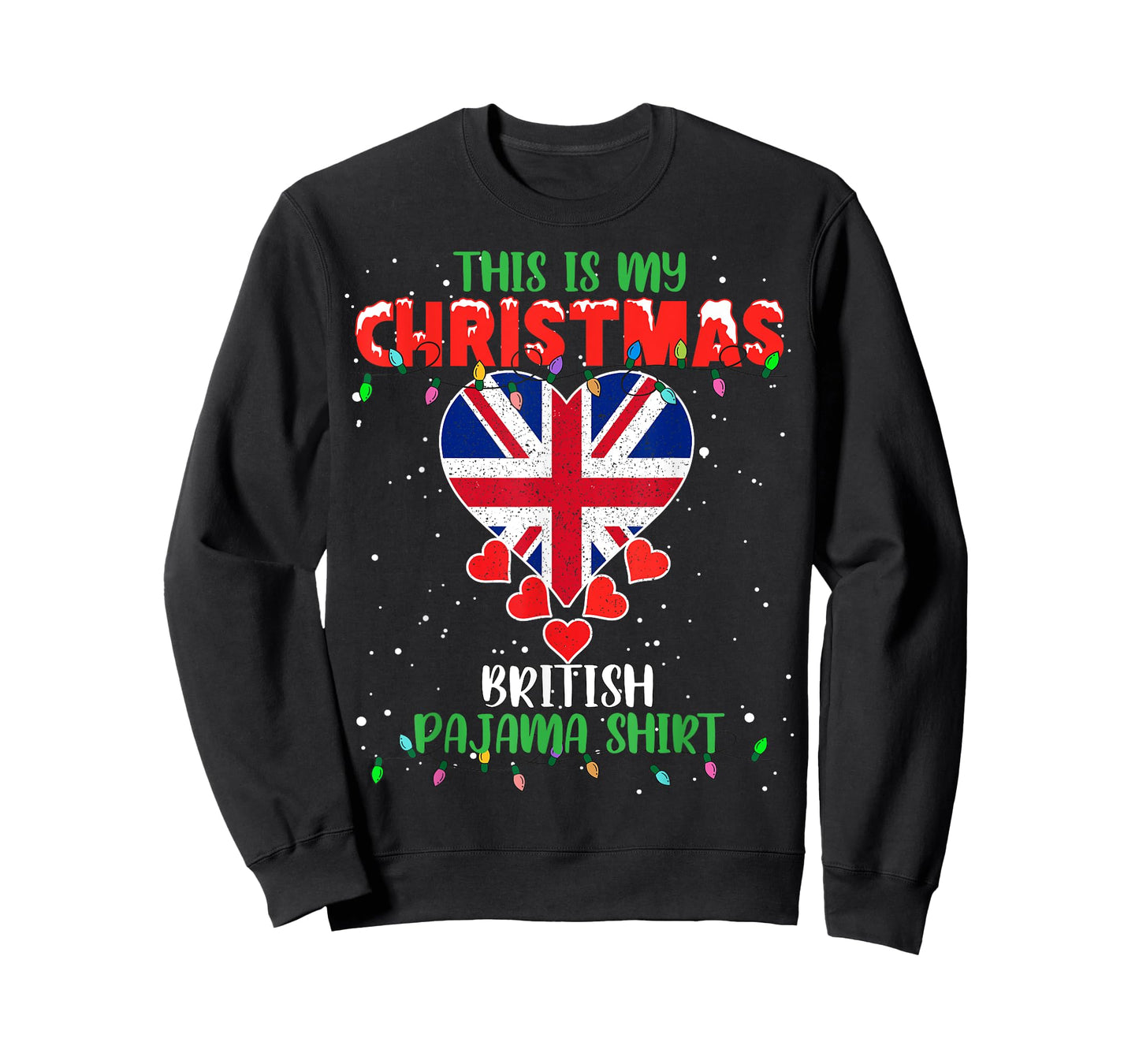 This Is My Christmas Lights Love British Flag Pajama T-Shirt