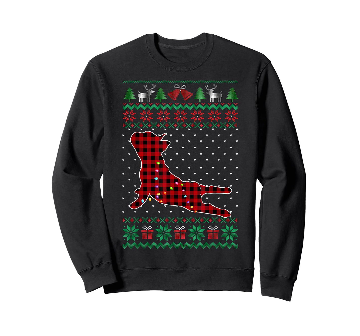 Frenchie Red Plaid Buffalo Funny Ugly Christmas Sweater T-Shirt