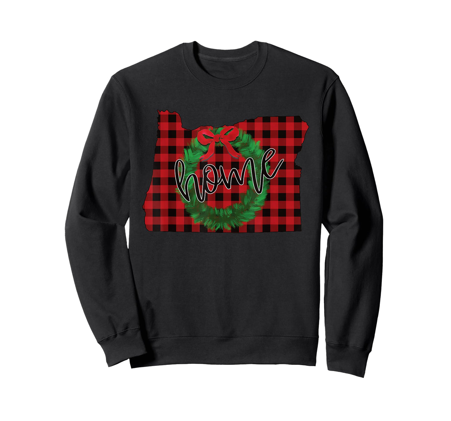 Oregon Buffalo Plaid Christmas Home Wreath Retro T-Shirt