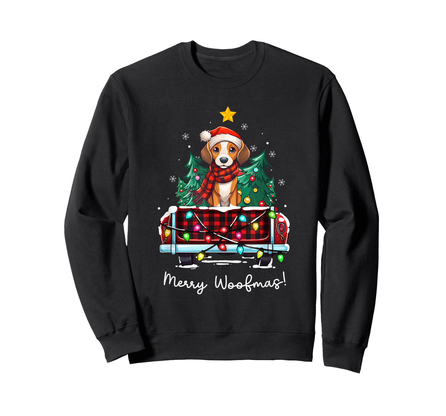 American Foxhound Christmas Dog Truck Plaid Funny Xmas Tree T-Shirt