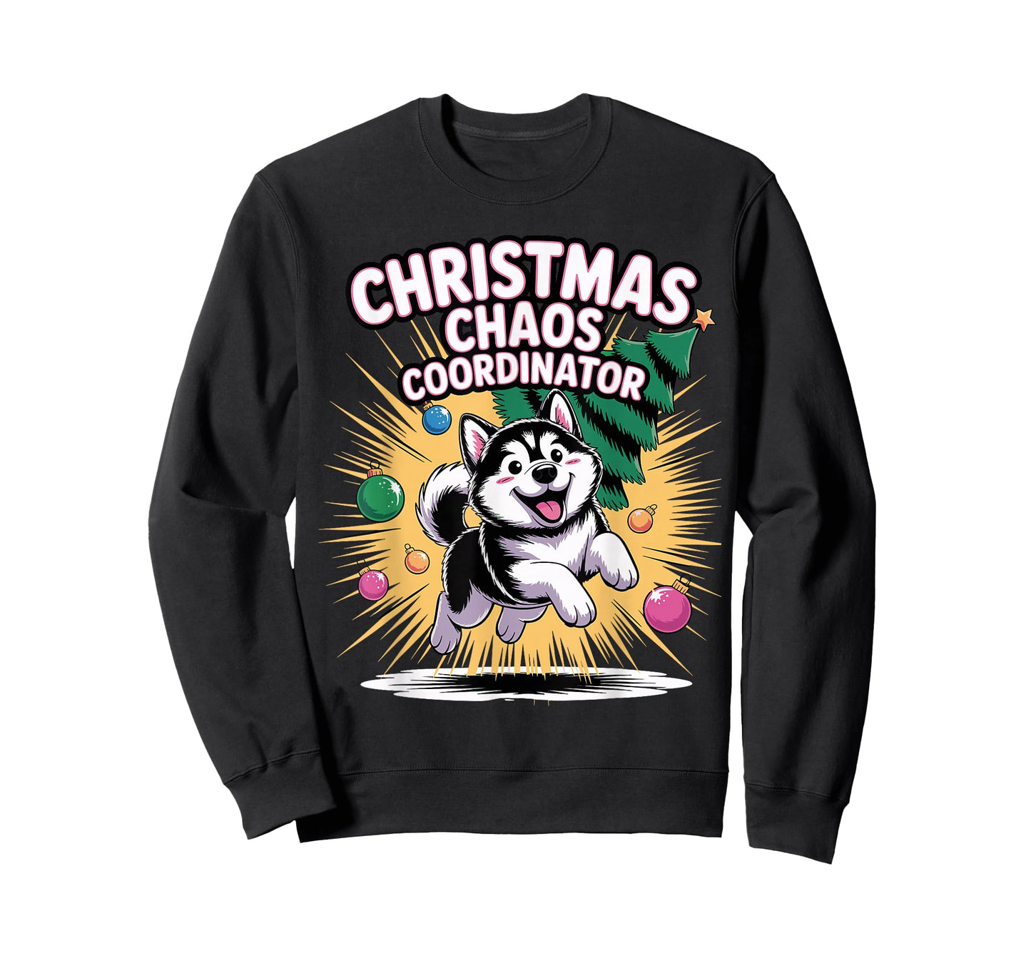 Christmas Chaos Coordinator Funny Christmas Alaskan Malamute T-Shirt