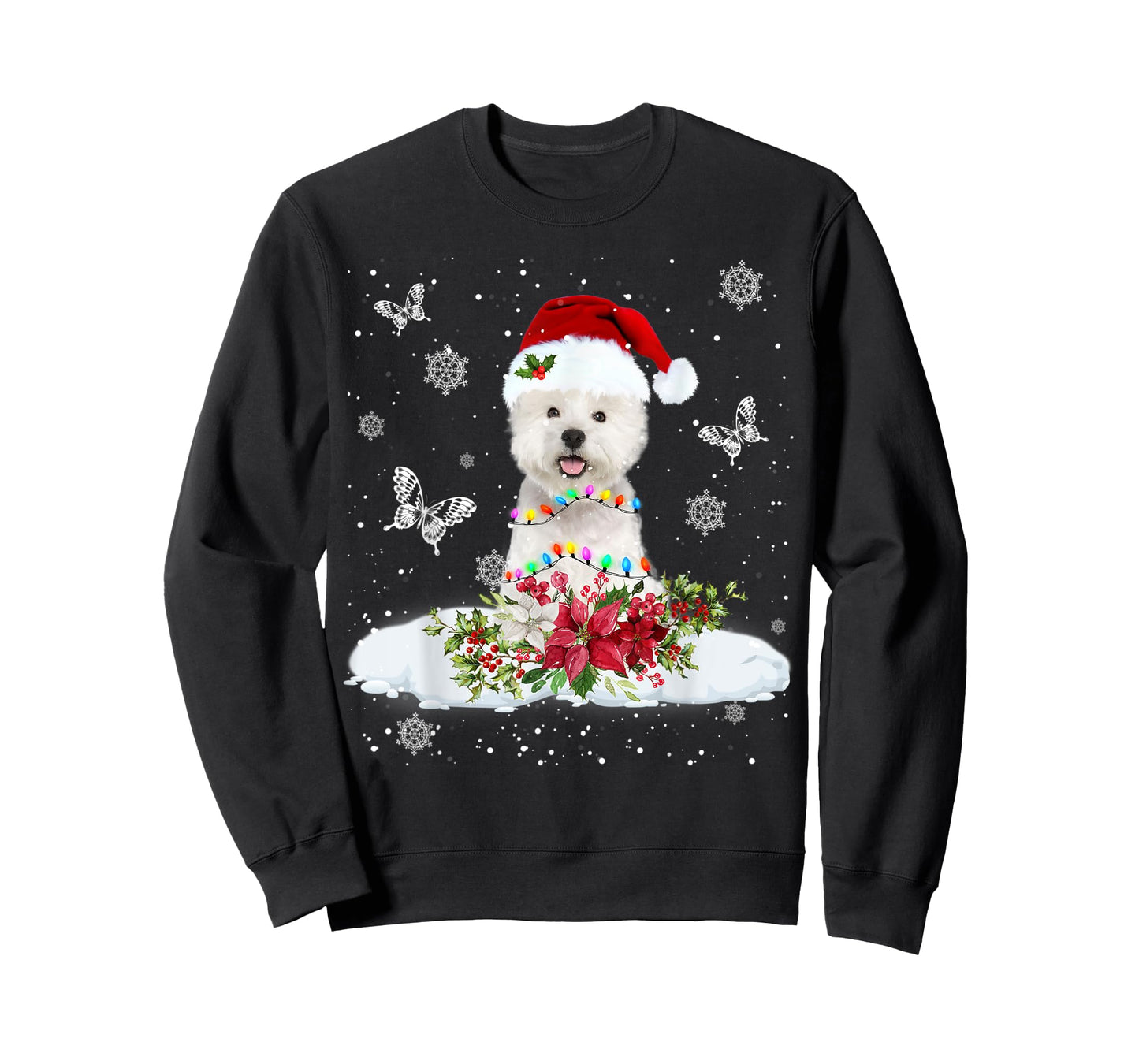 Westie Snowly Christmas Tree Lights Pajama Dog Xmas T-Shirt