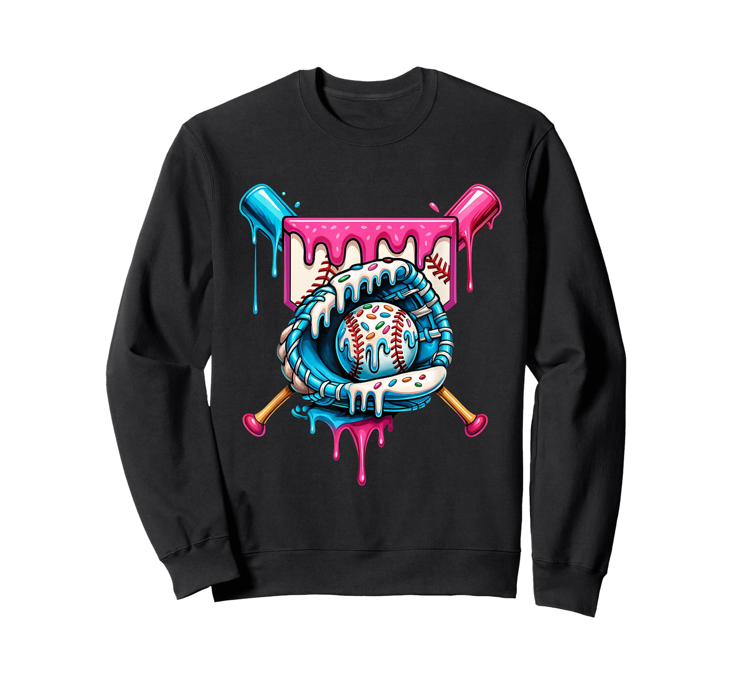 Baseball Drip Ice Cream Sprinkles Baseball Glove Youth Boys T-Shirt
