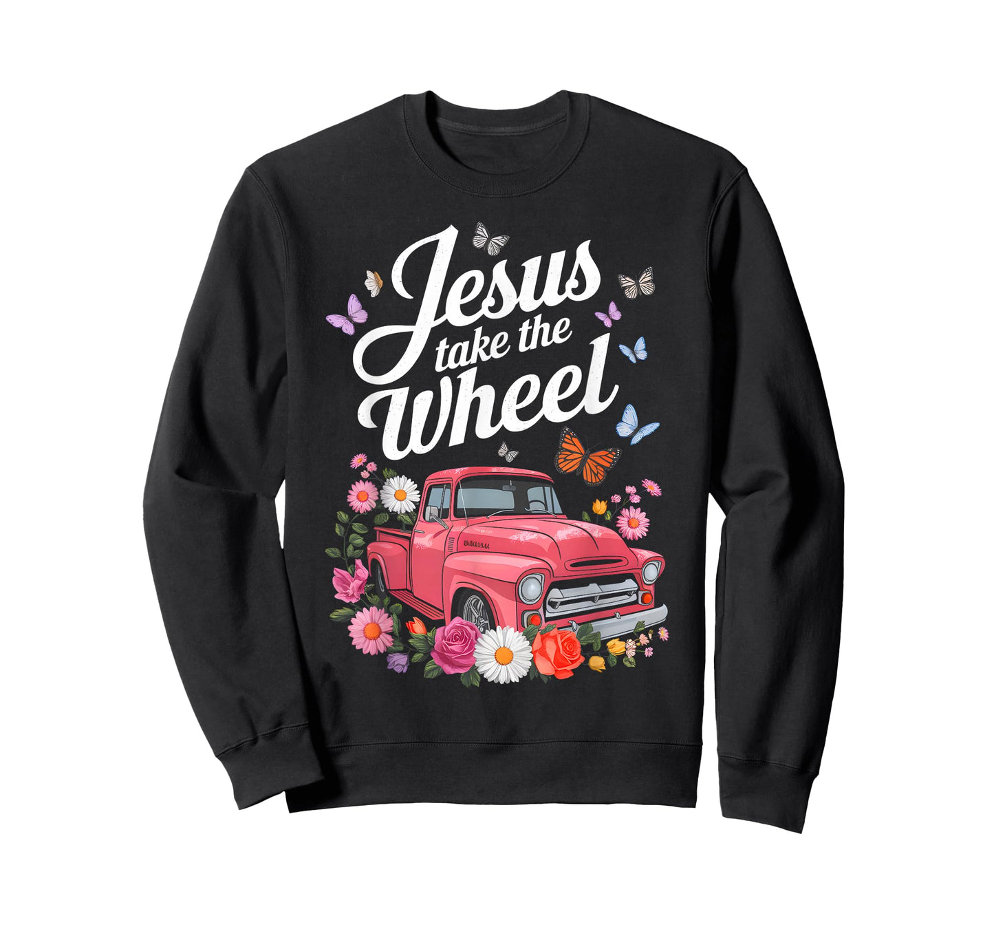 Jesus Take The Wheel Floral Farm Truck Catholic T-Shirt
