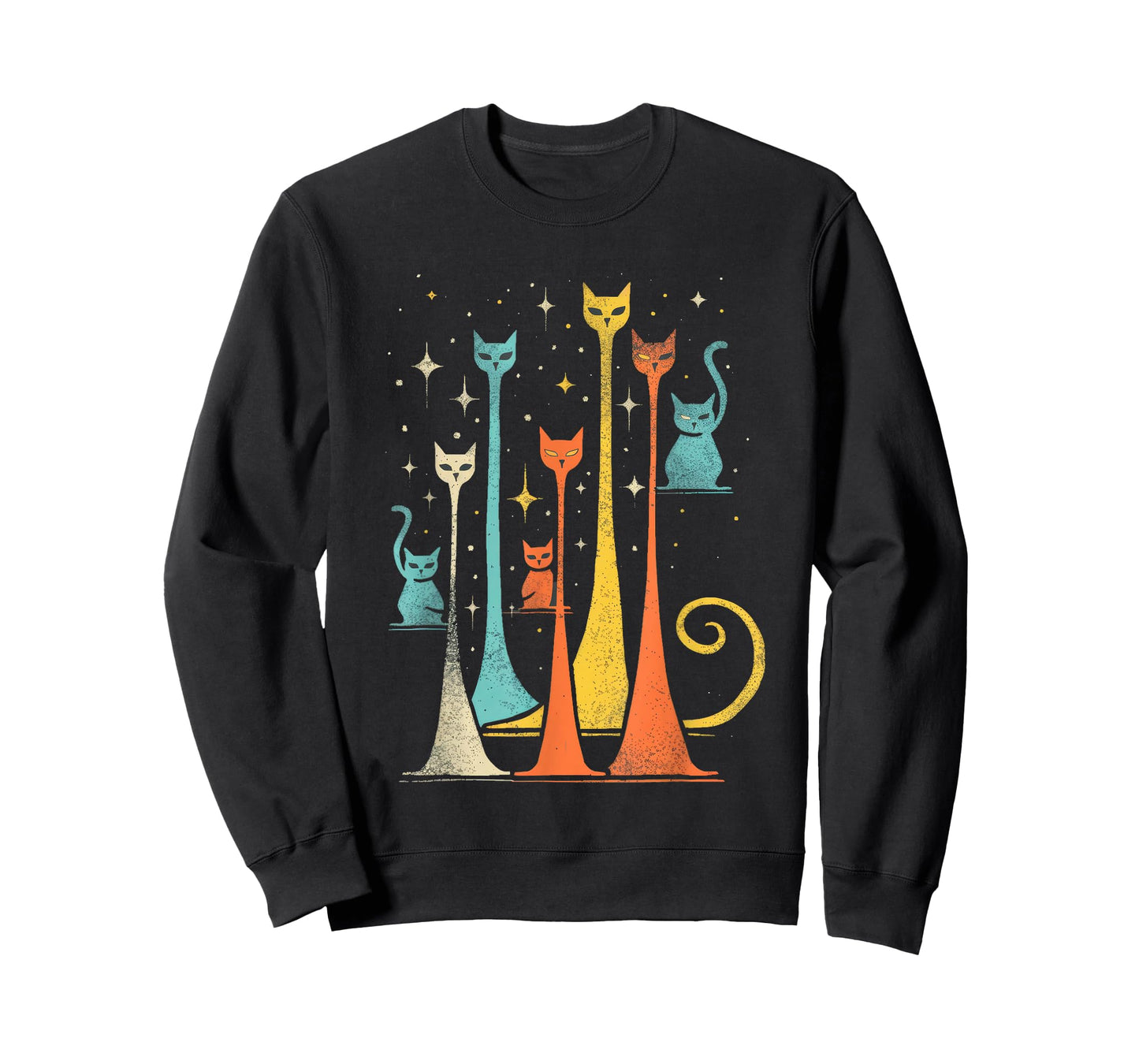 Cute Cat Gang Vintage Shirt 50s Retro Space Cat Print T-Shirt