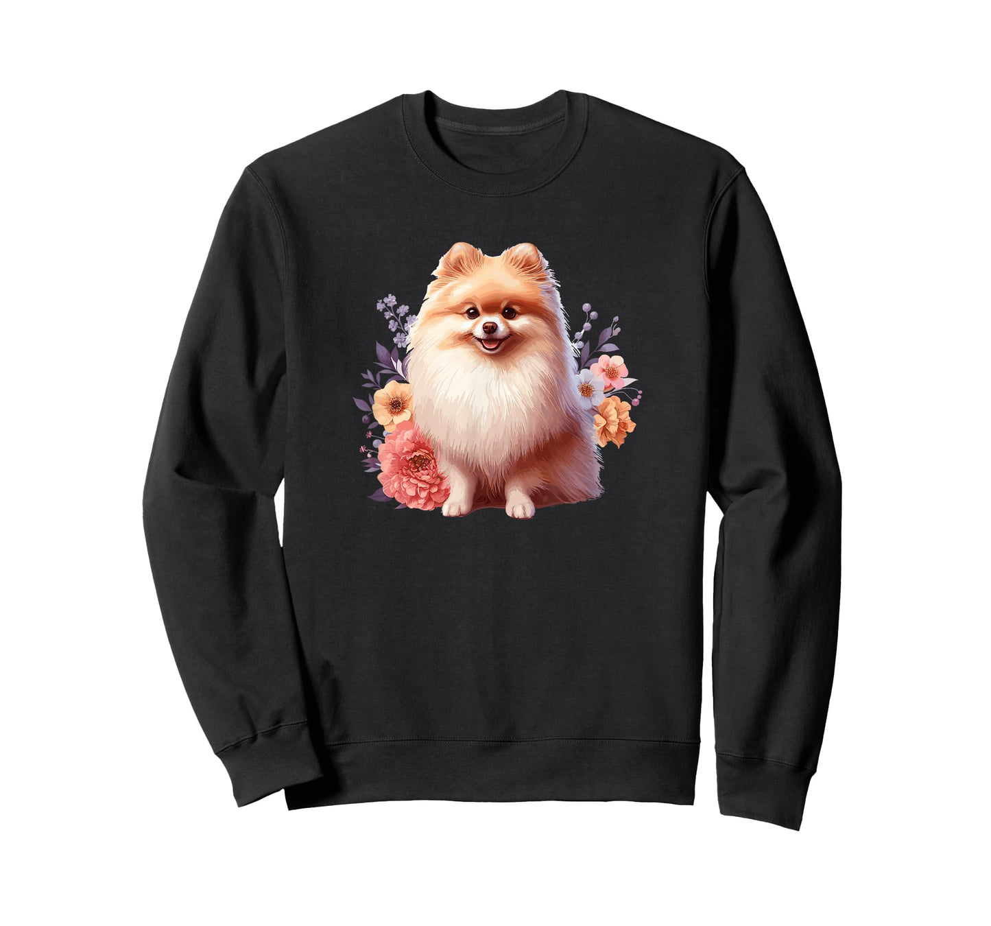 Cute Funny Flowers Floral Girls Womens Pomeranian Lover T-Shirt