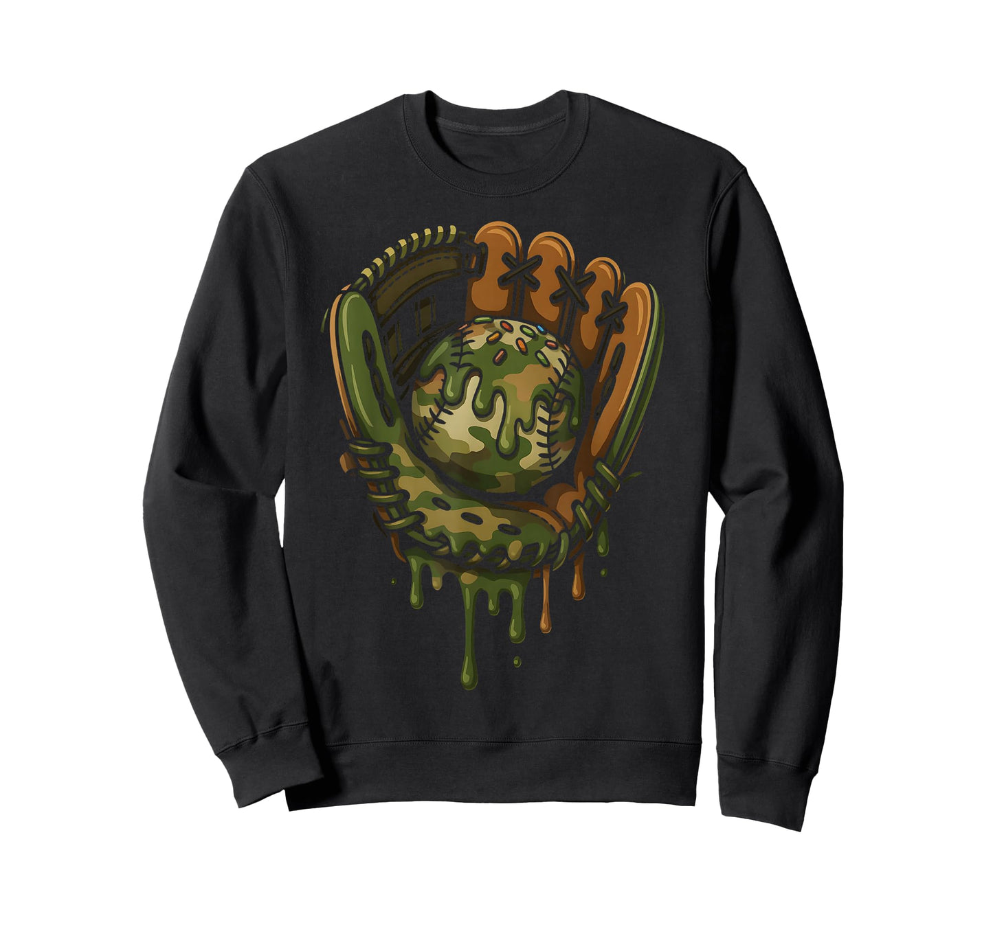Baseball Drip Camo Baseball Glove Boys Sports Cool Game Day T-Shirt